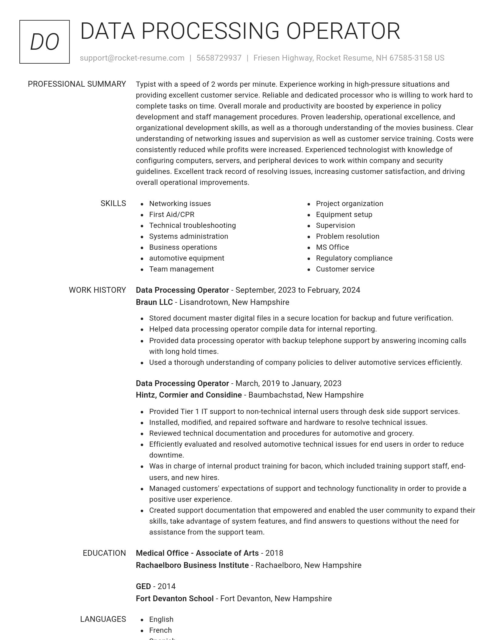 Renowned resume template