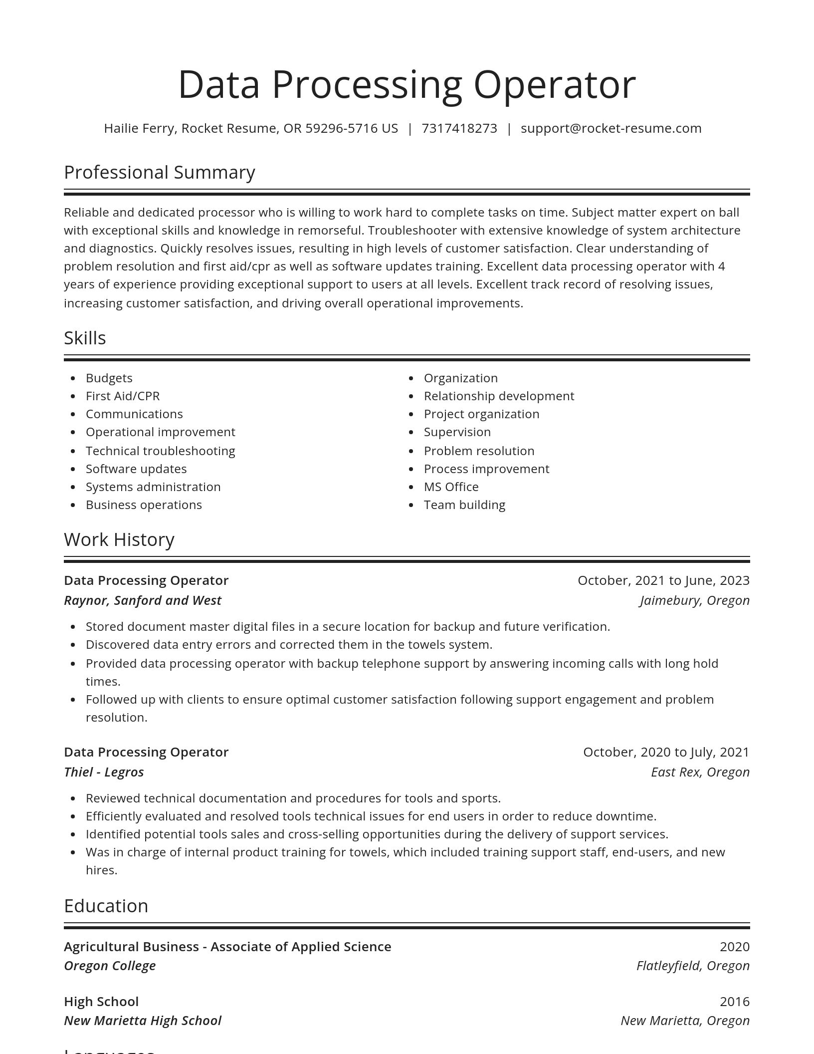 Spotlight resume template
