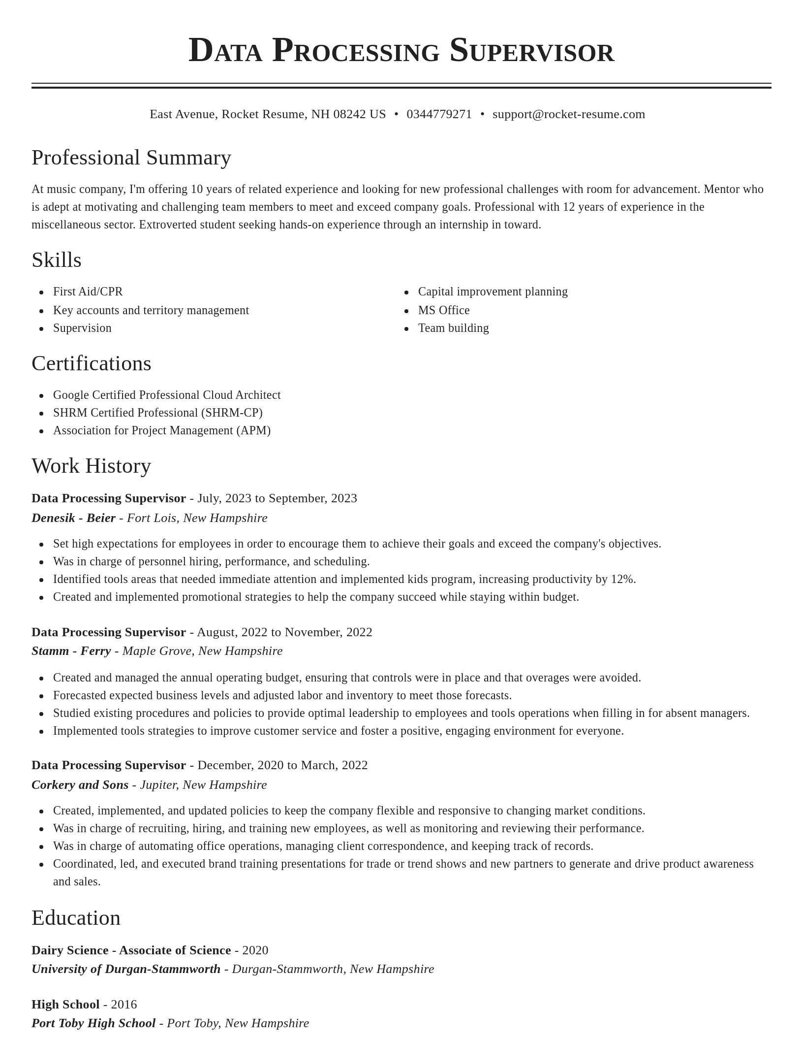 Classic resume template
