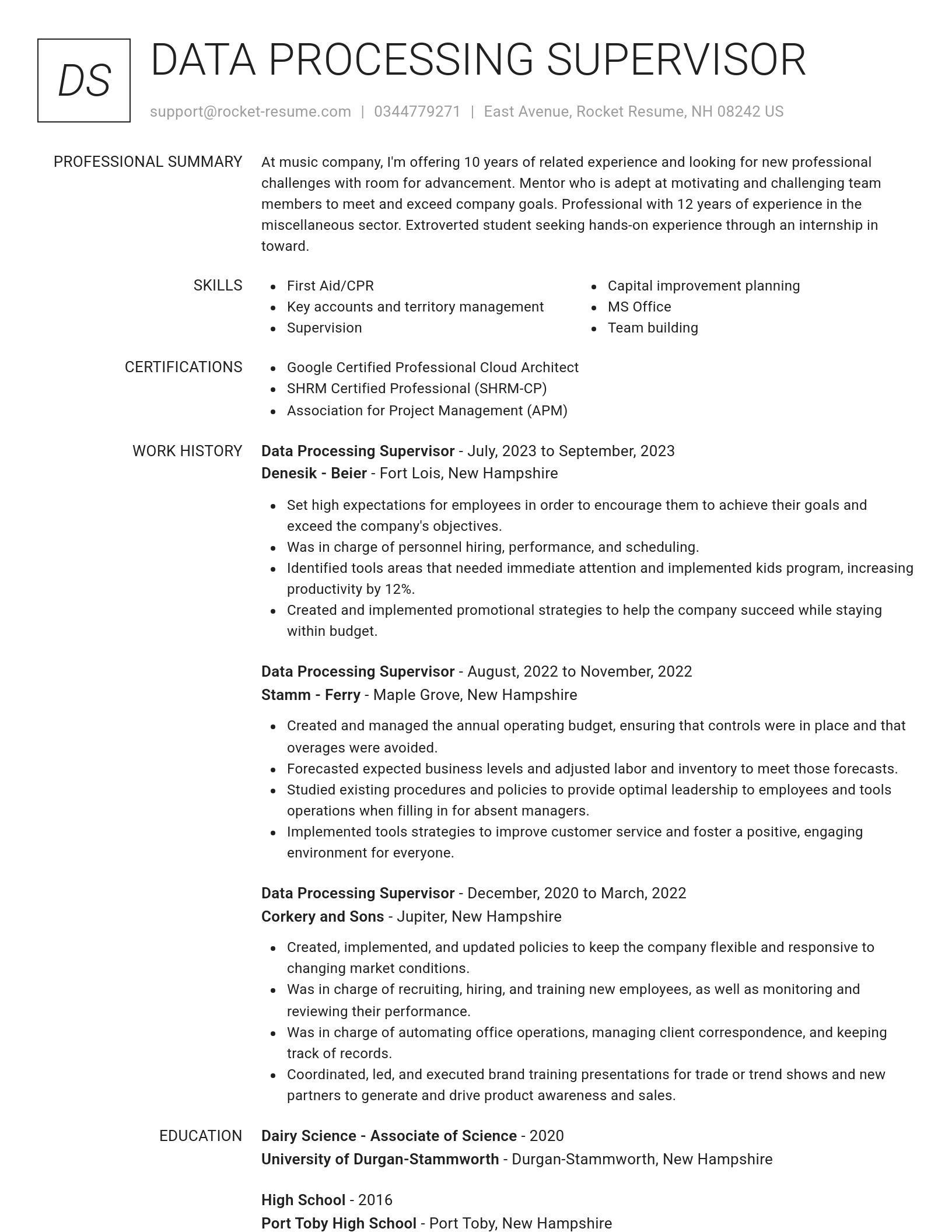 Renowned resume template