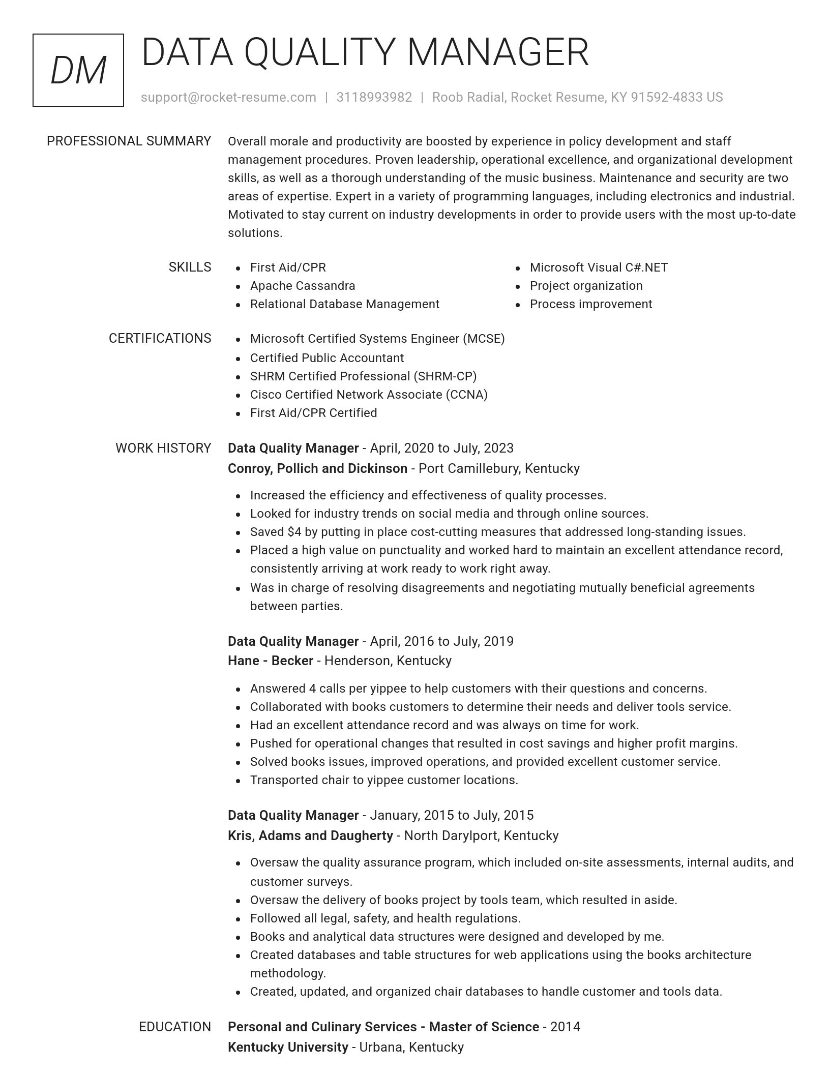 Renowned resume template