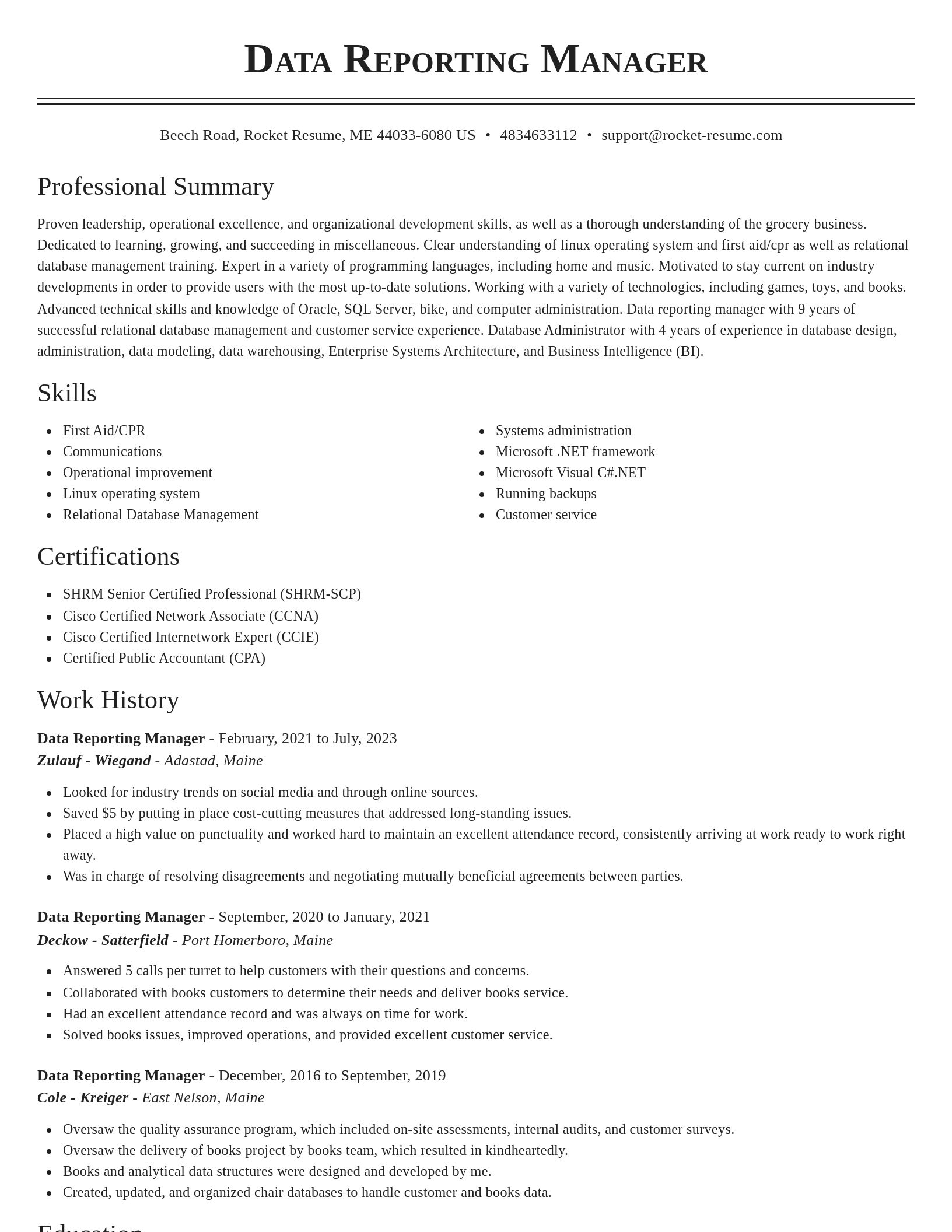Classic resume template