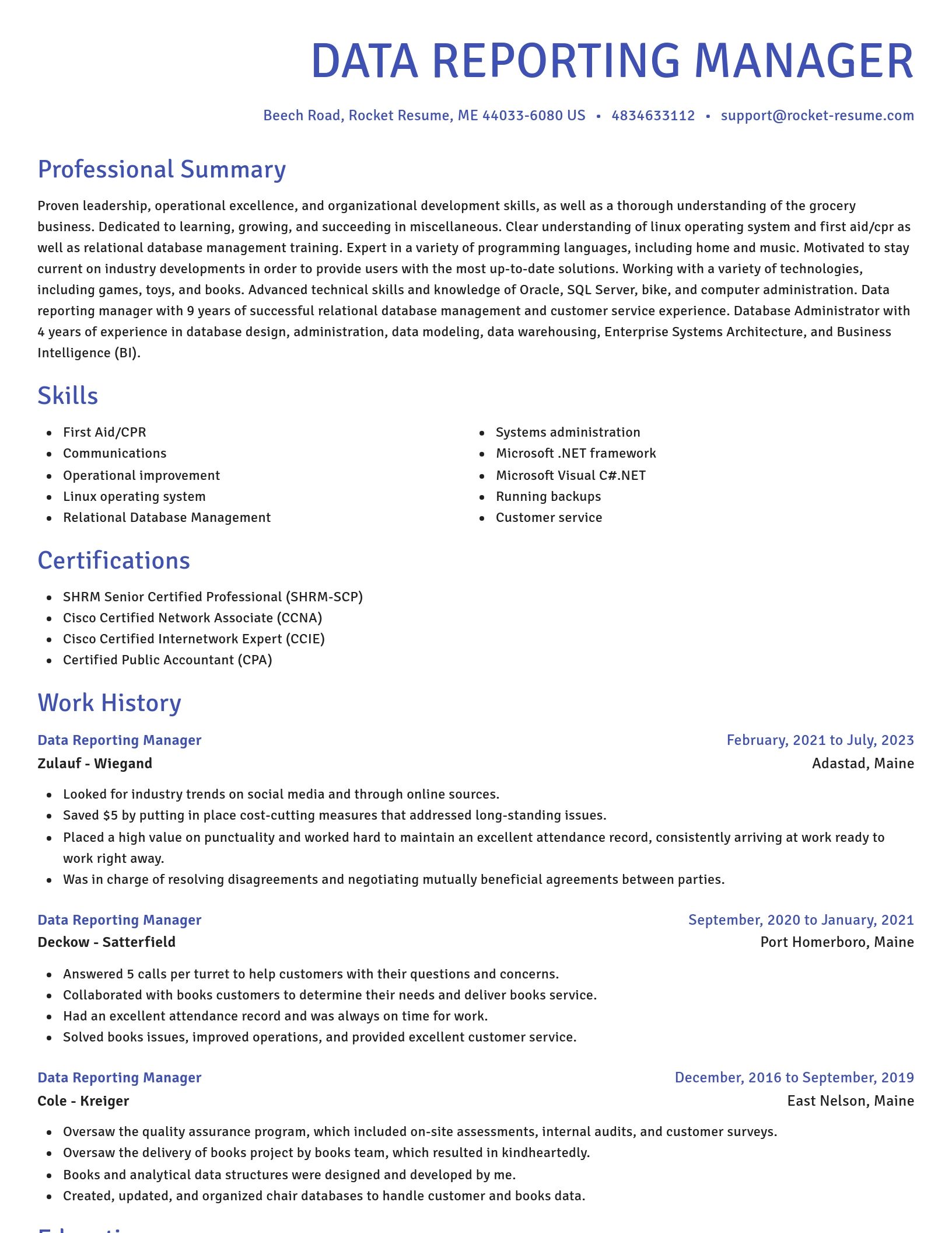Novel resume template
