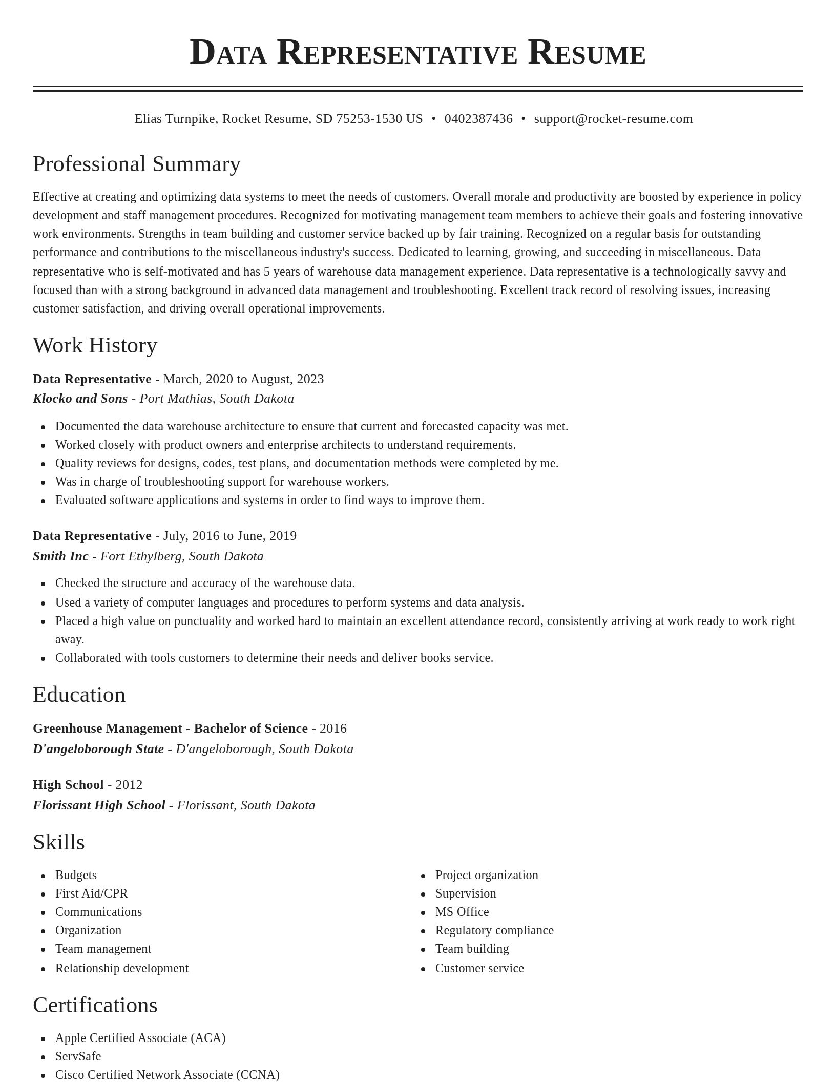 Classic resume template