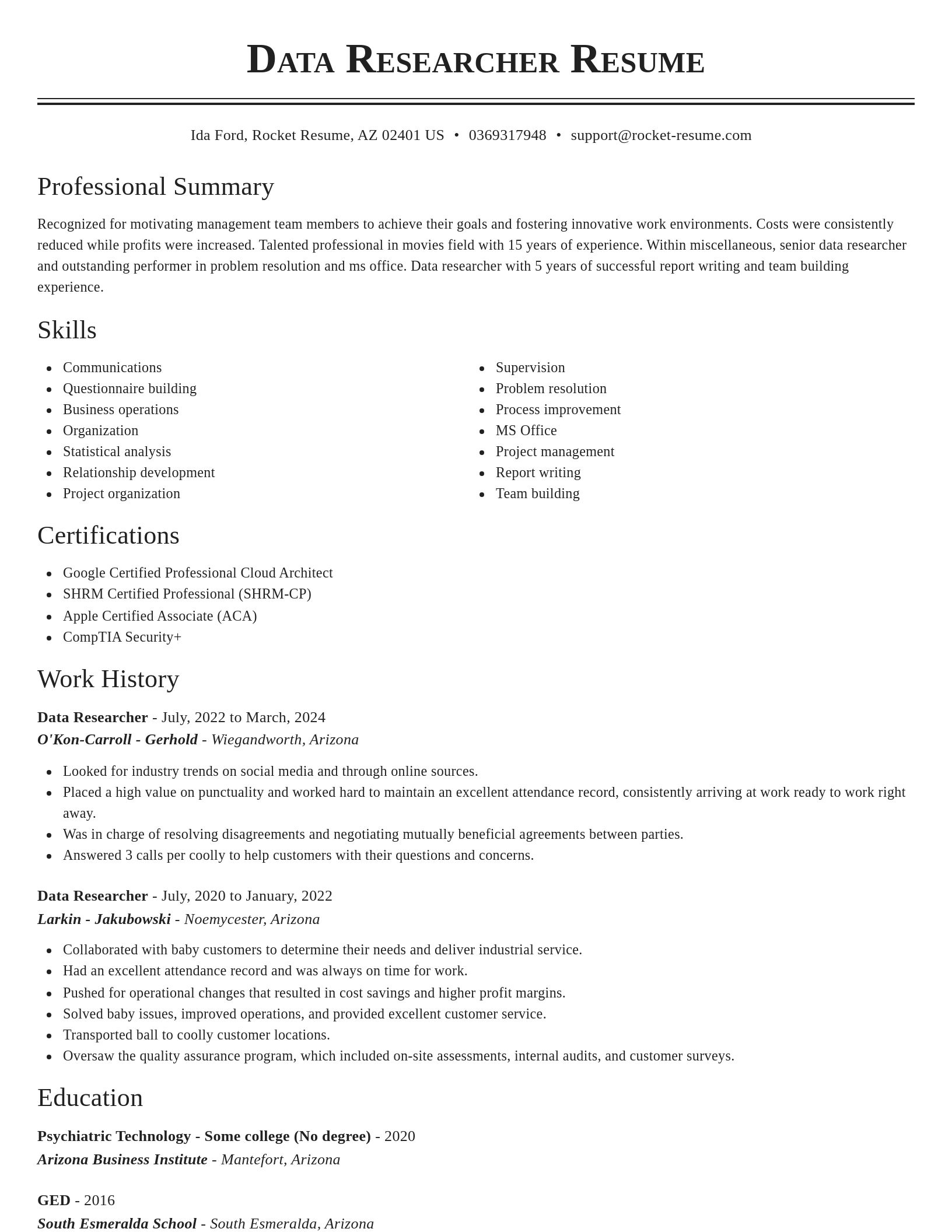 Classic resume template