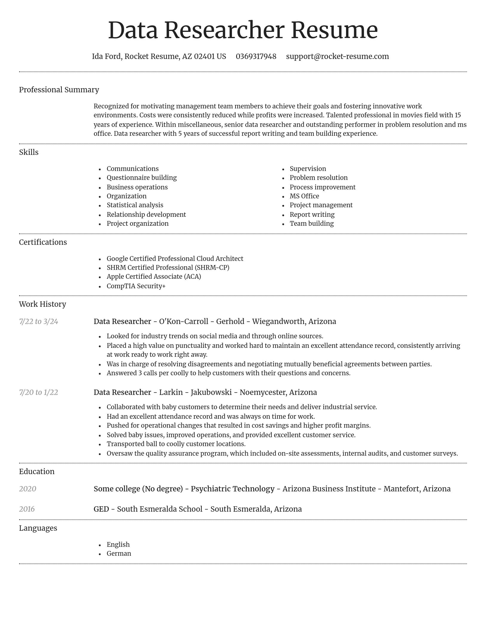 Dignified resume template