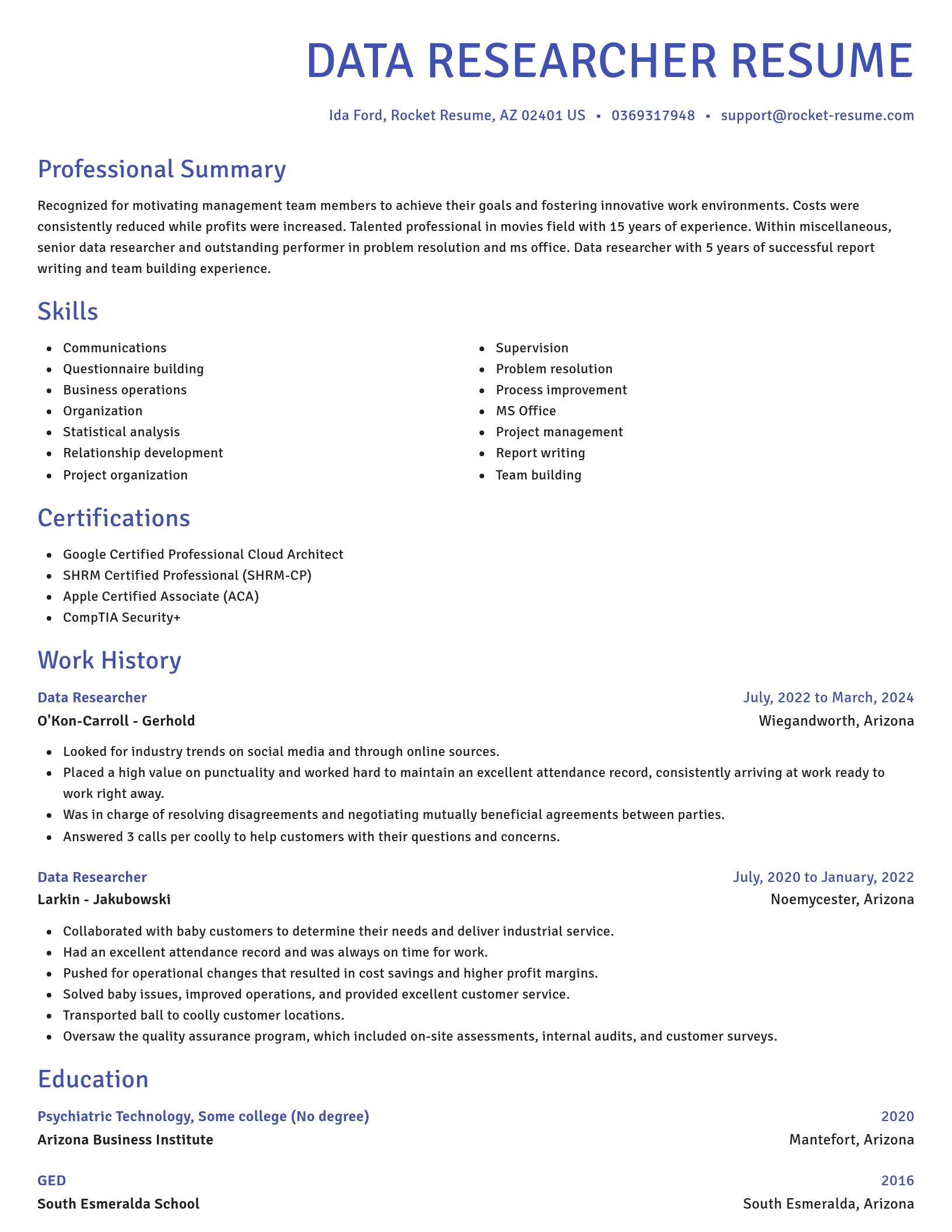 Novel resume template