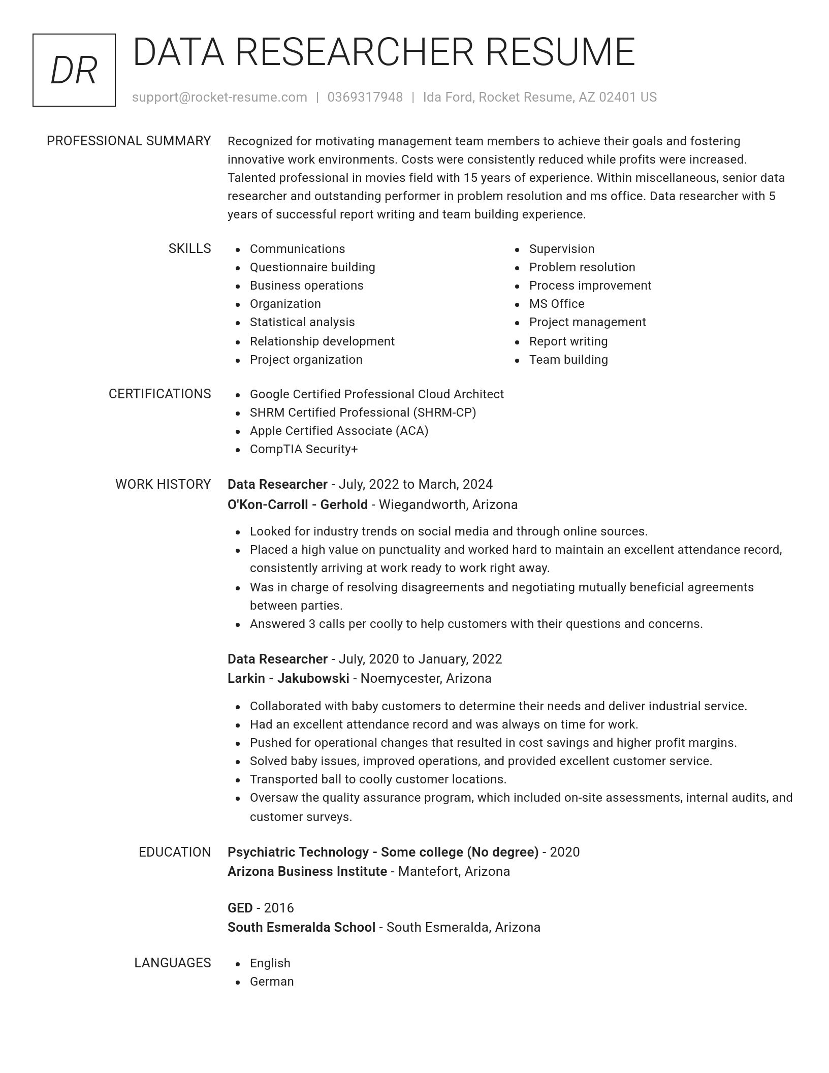 Renowned resume template