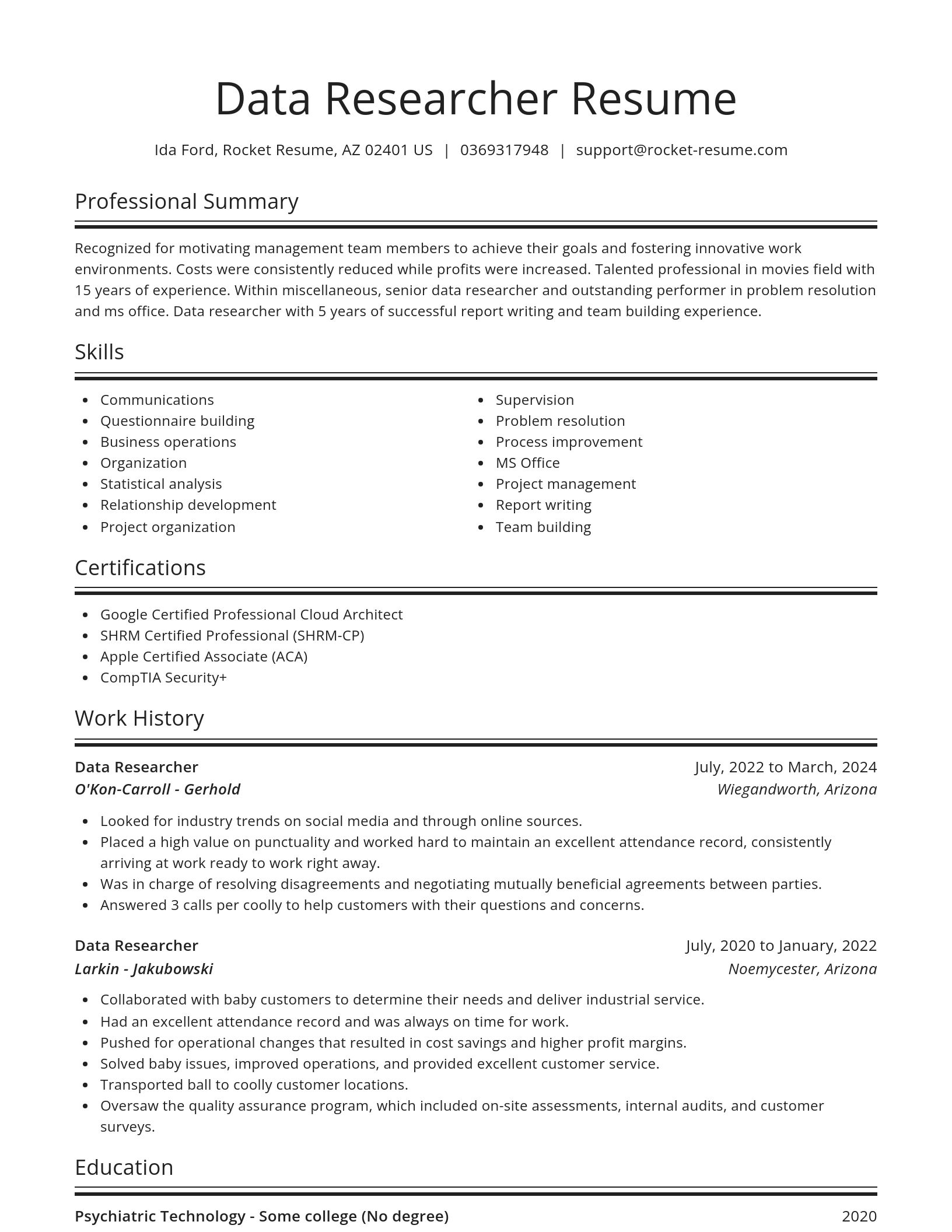 Spotlight resume template