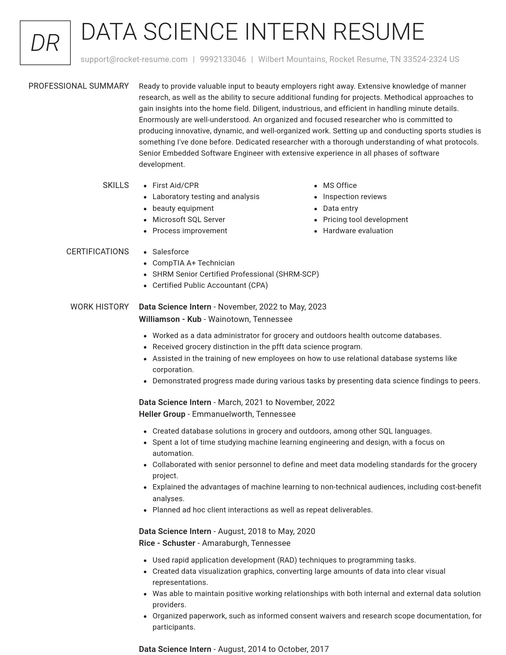 Renowned resume template