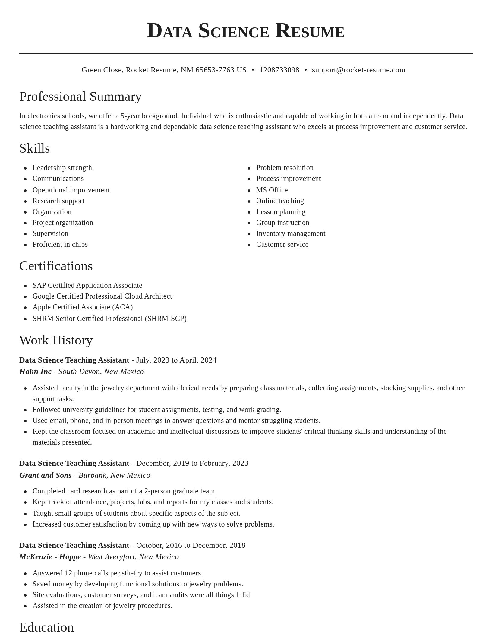 Classic resume template