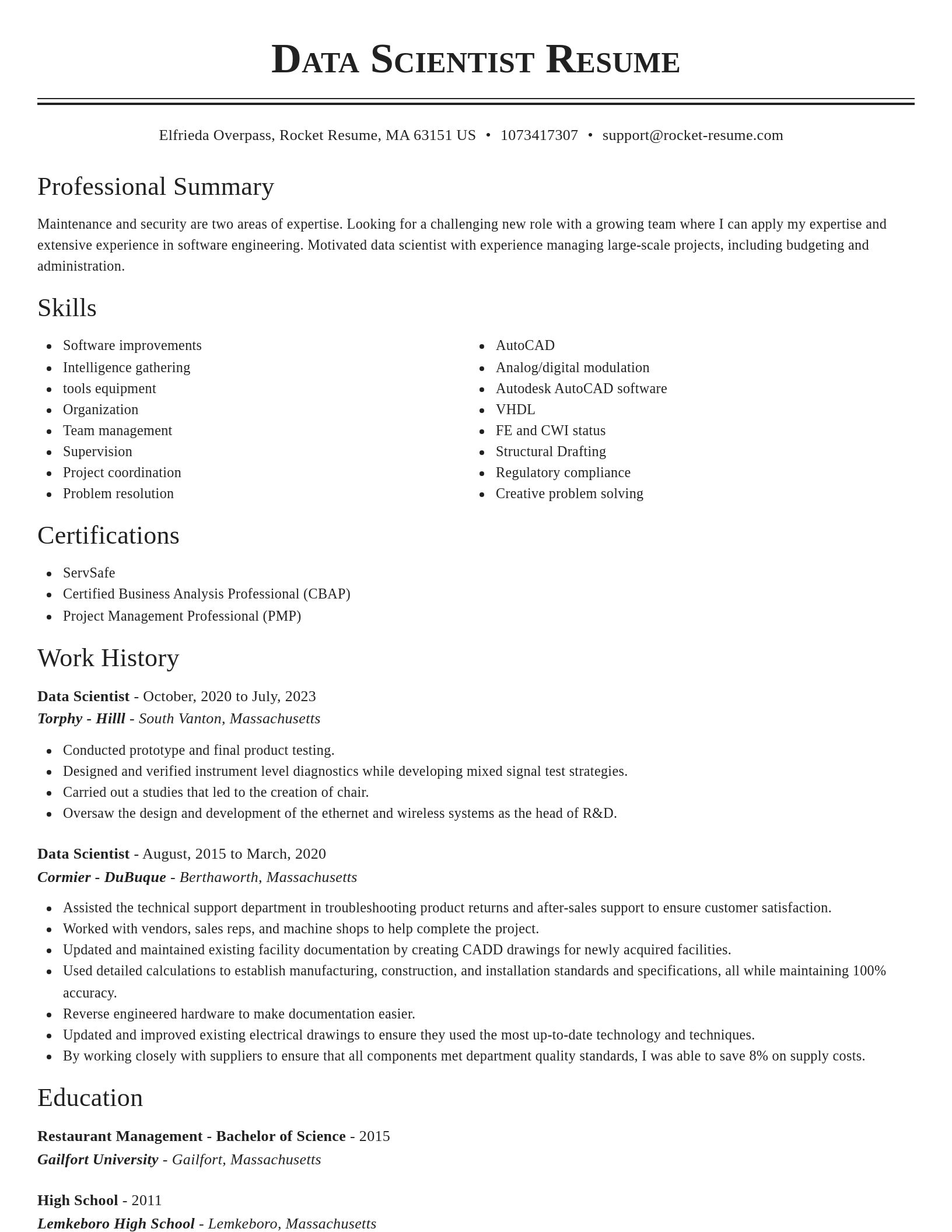 Classic resume template