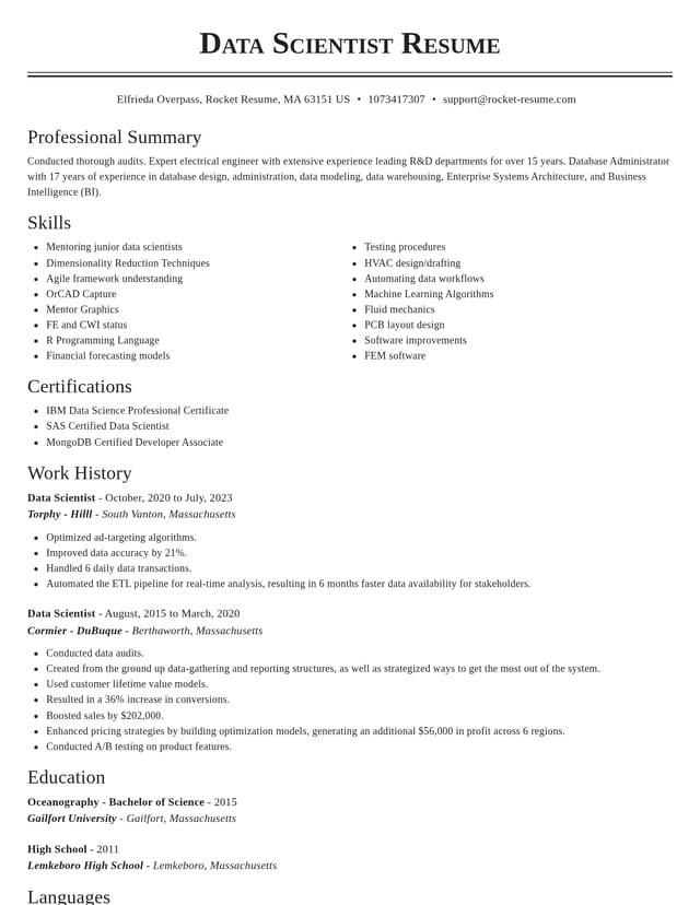 Classic resume template