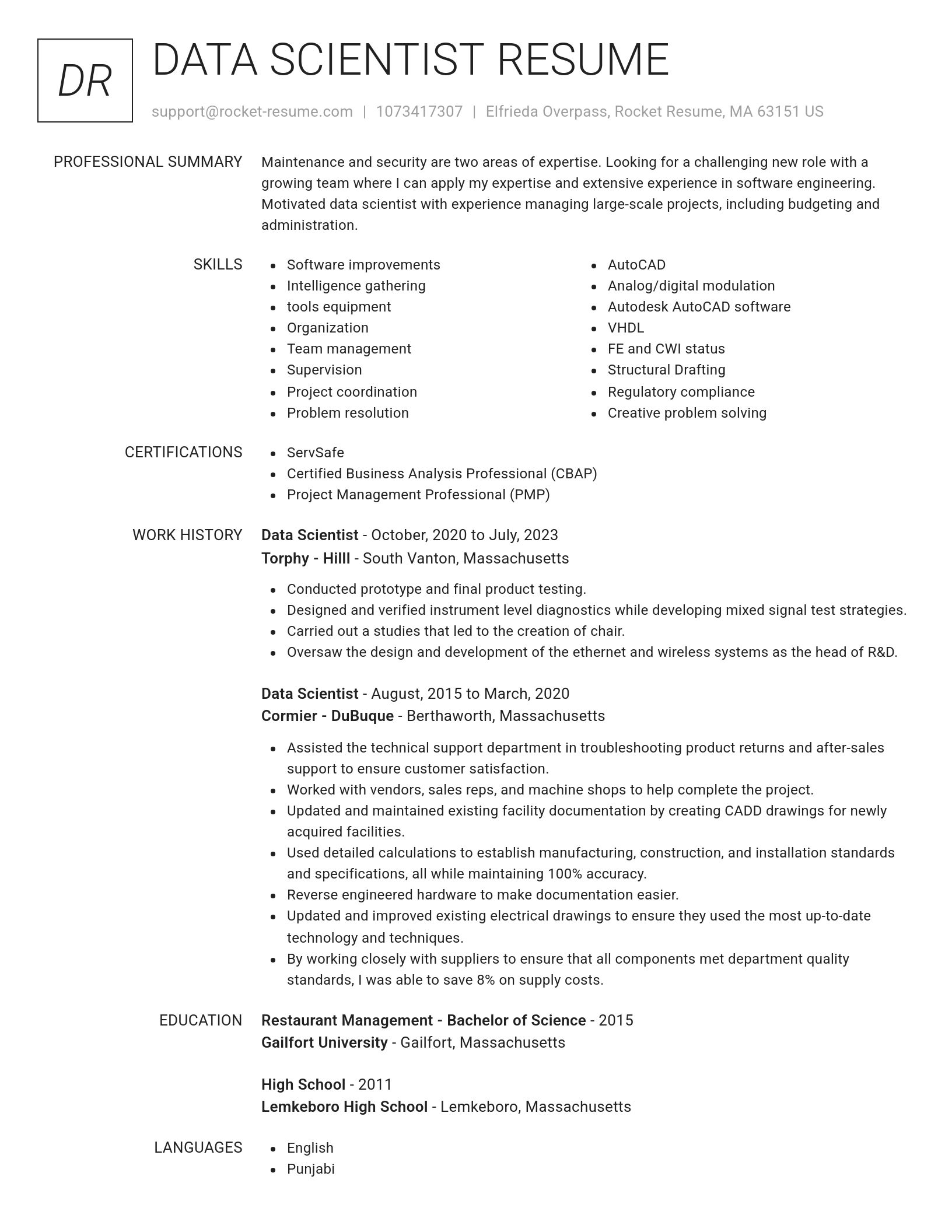 Renowned resume template