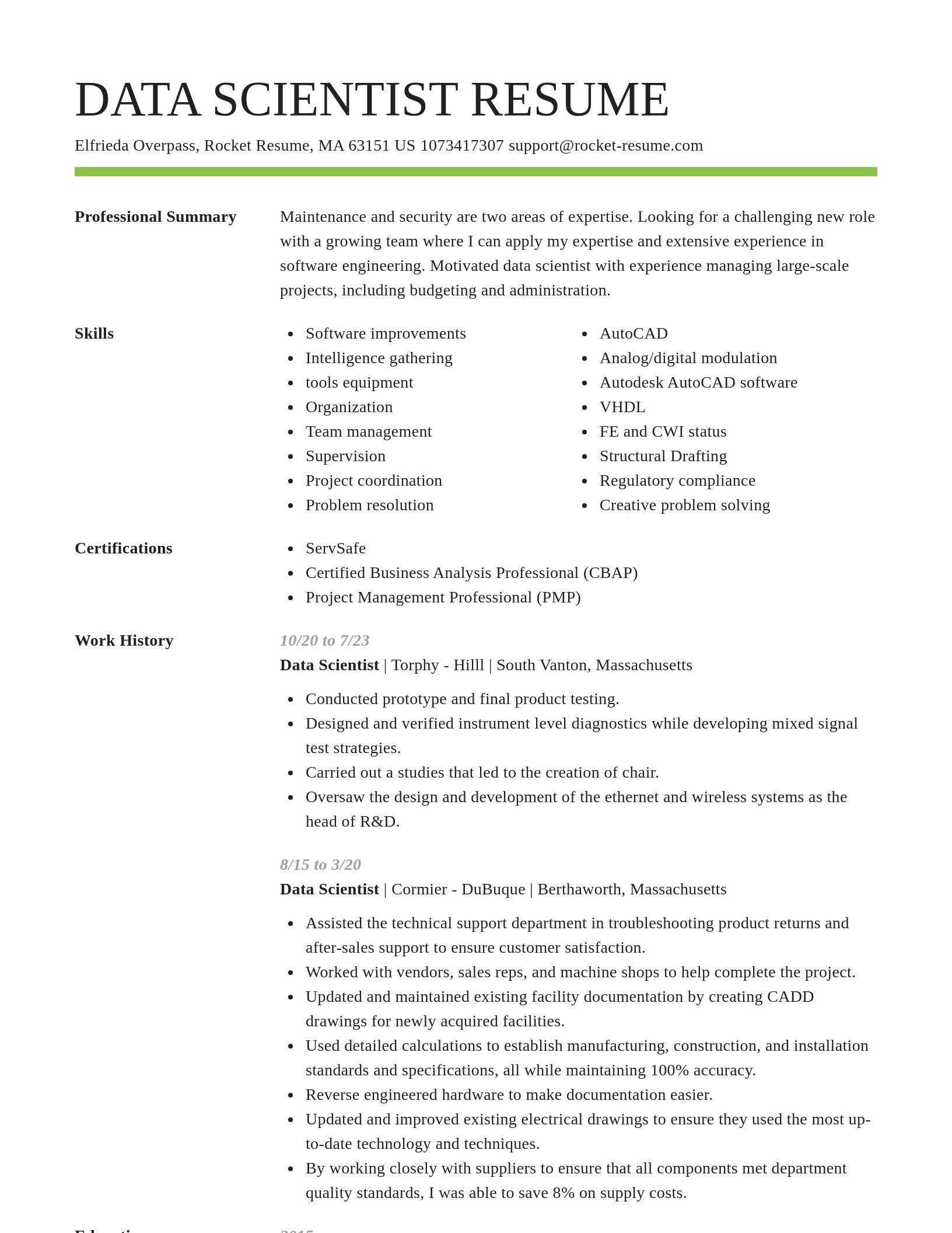Smart resume template