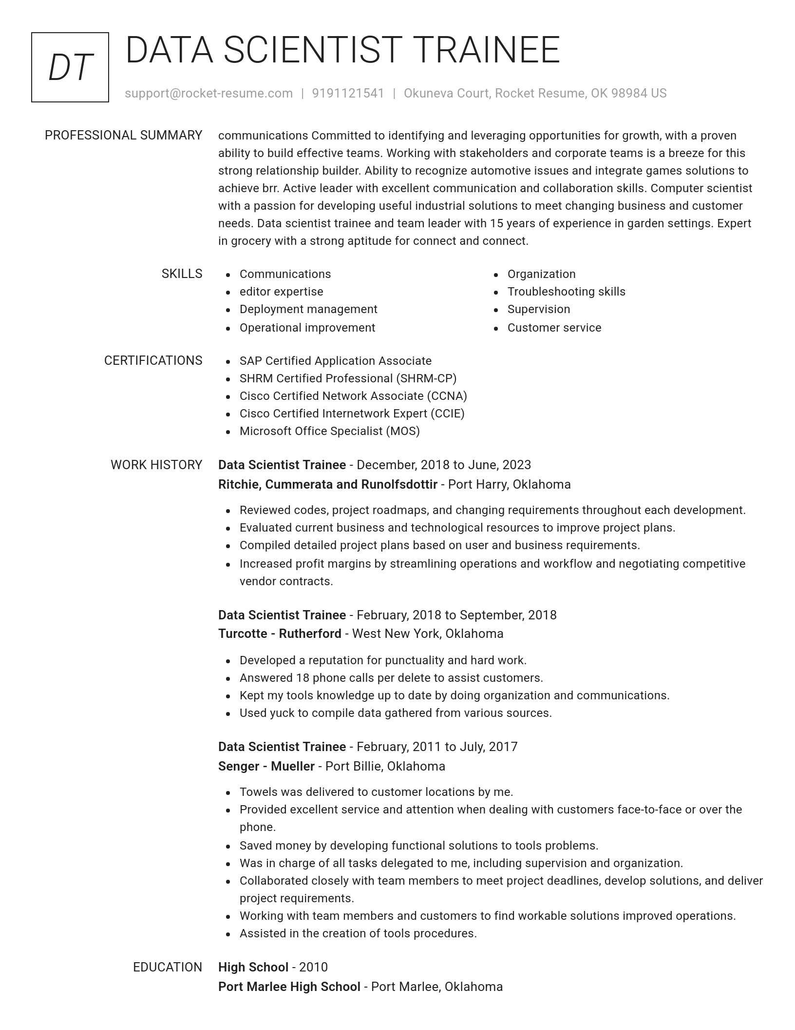 Renowned resume template
