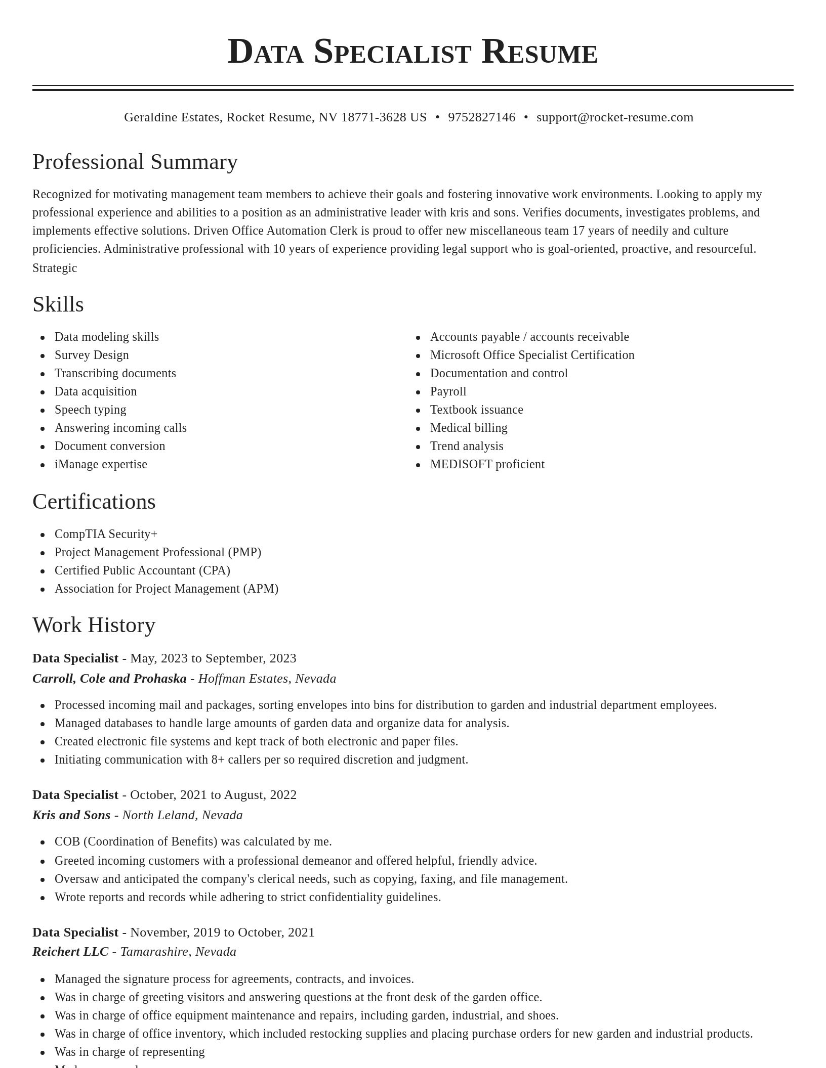 Classic resume template