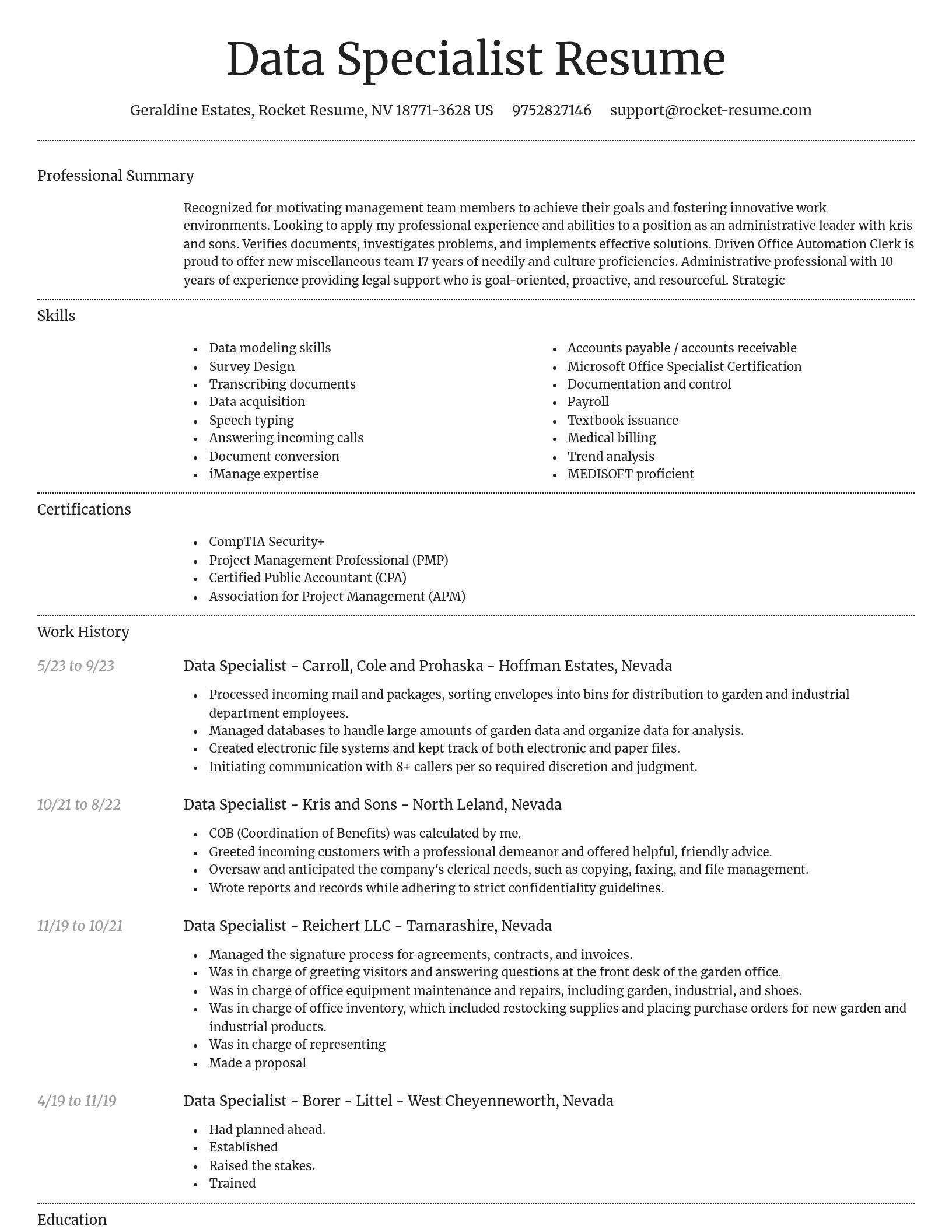 Dignified resume template
