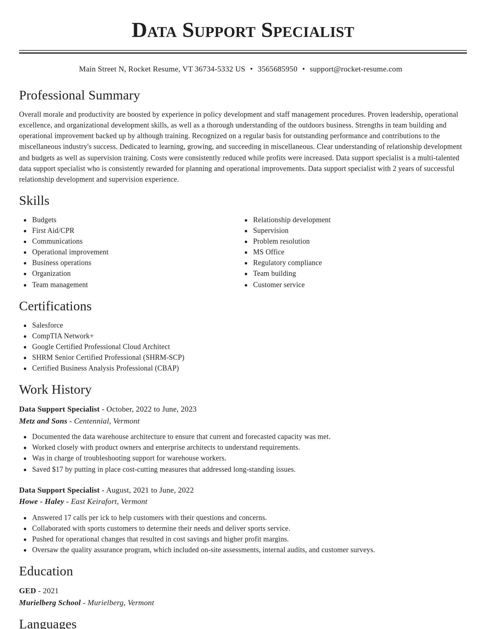 Classic resume template