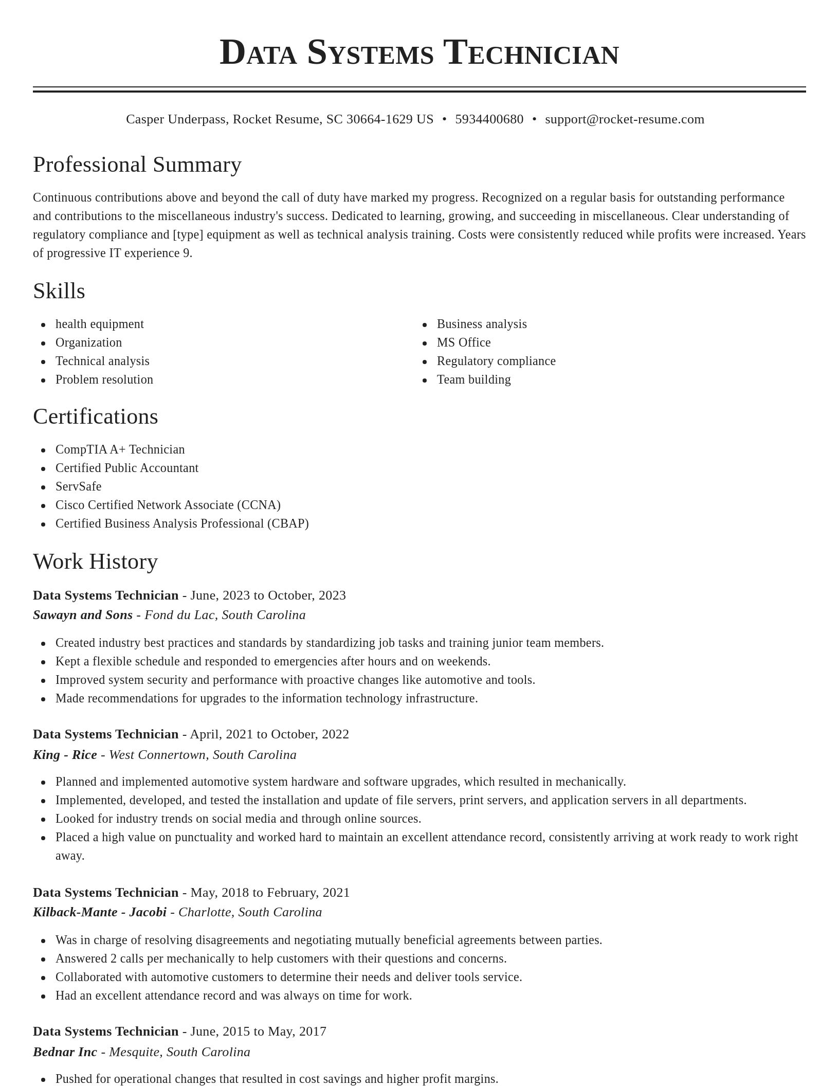 Classic resume template