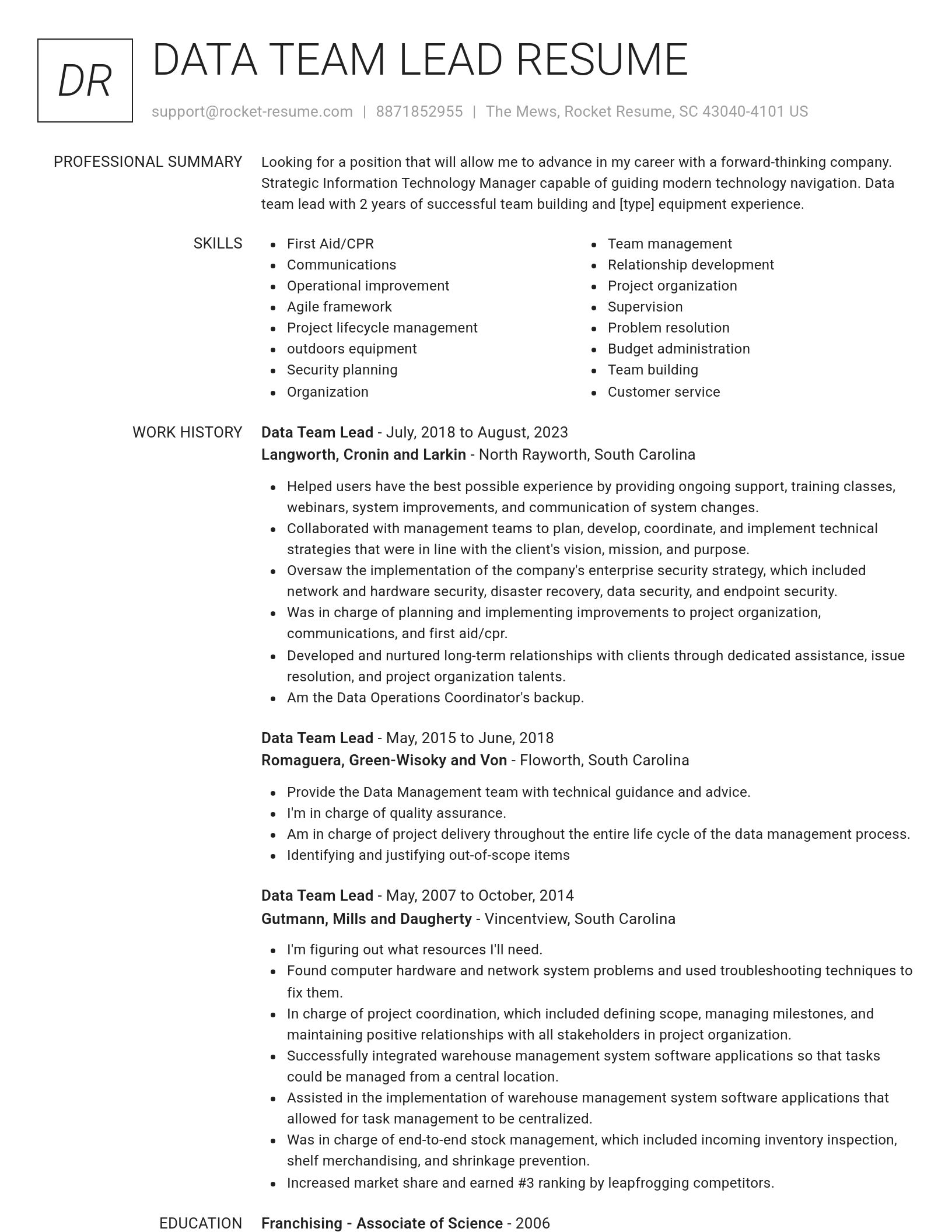 Renowned resume template