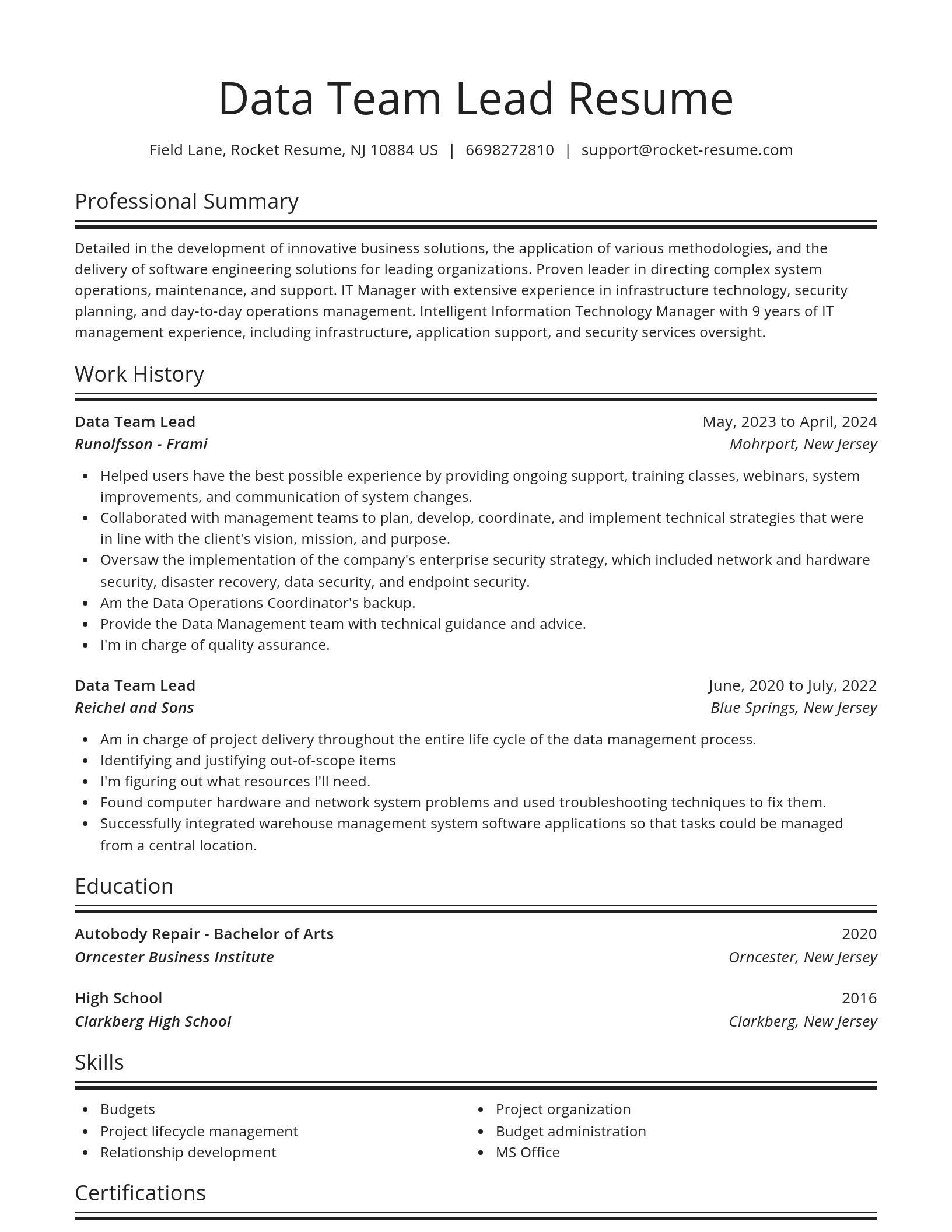 Spotlight resume template