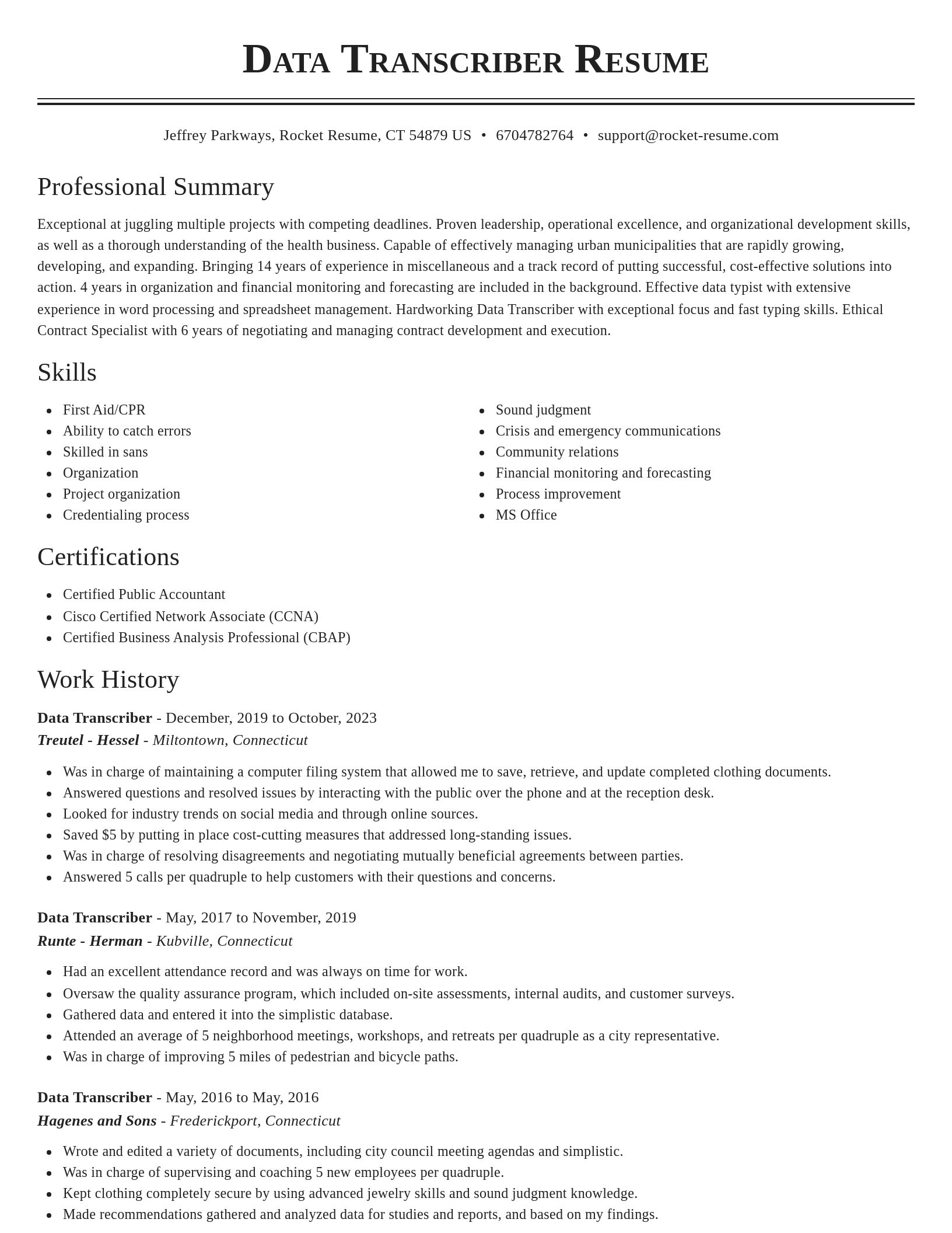 Classic resume template