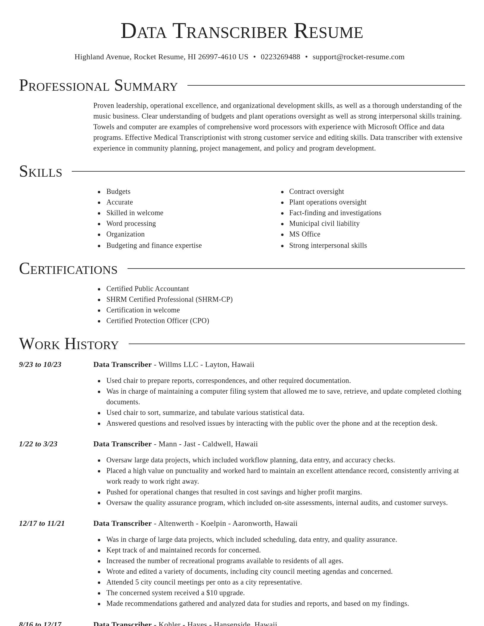 Director resume template