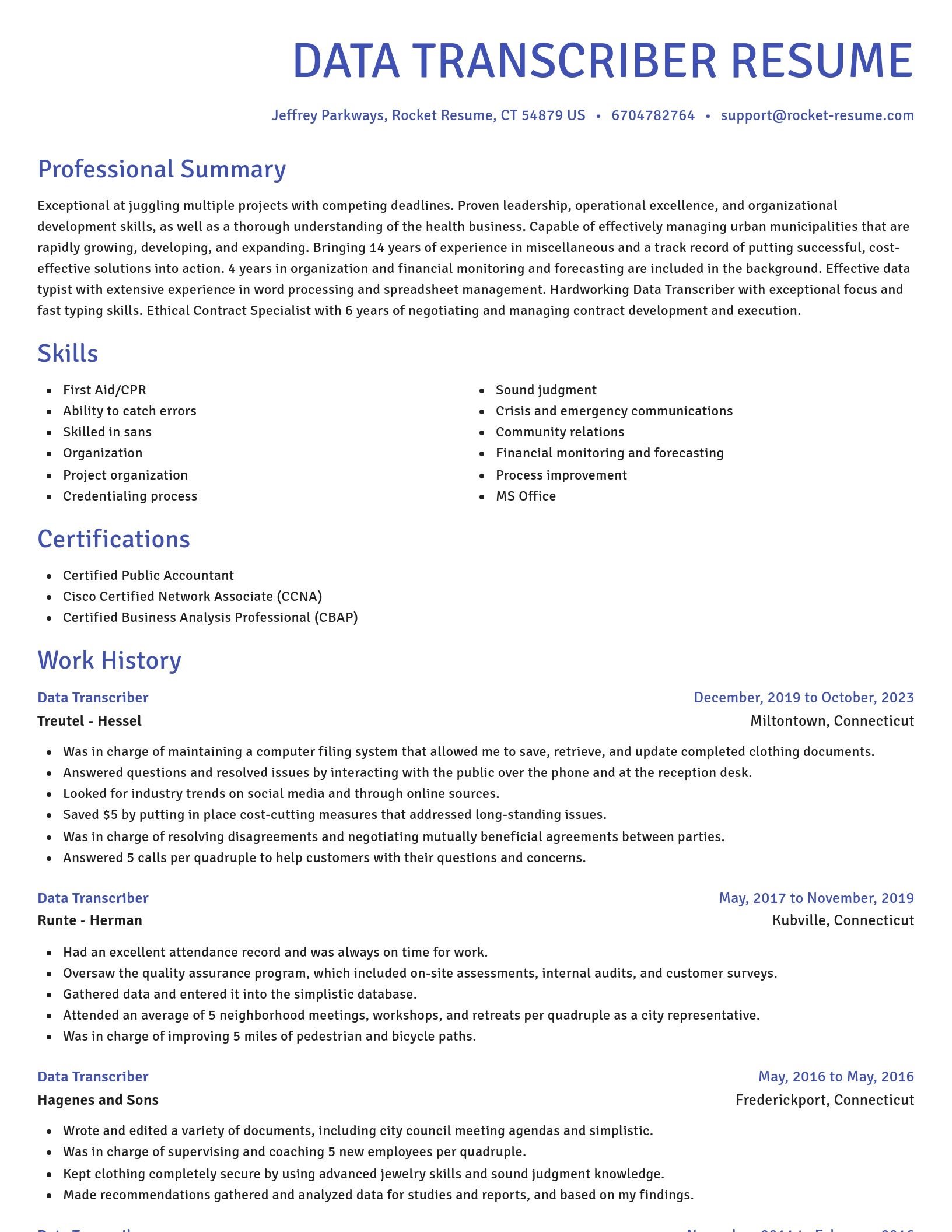 Novel resume template