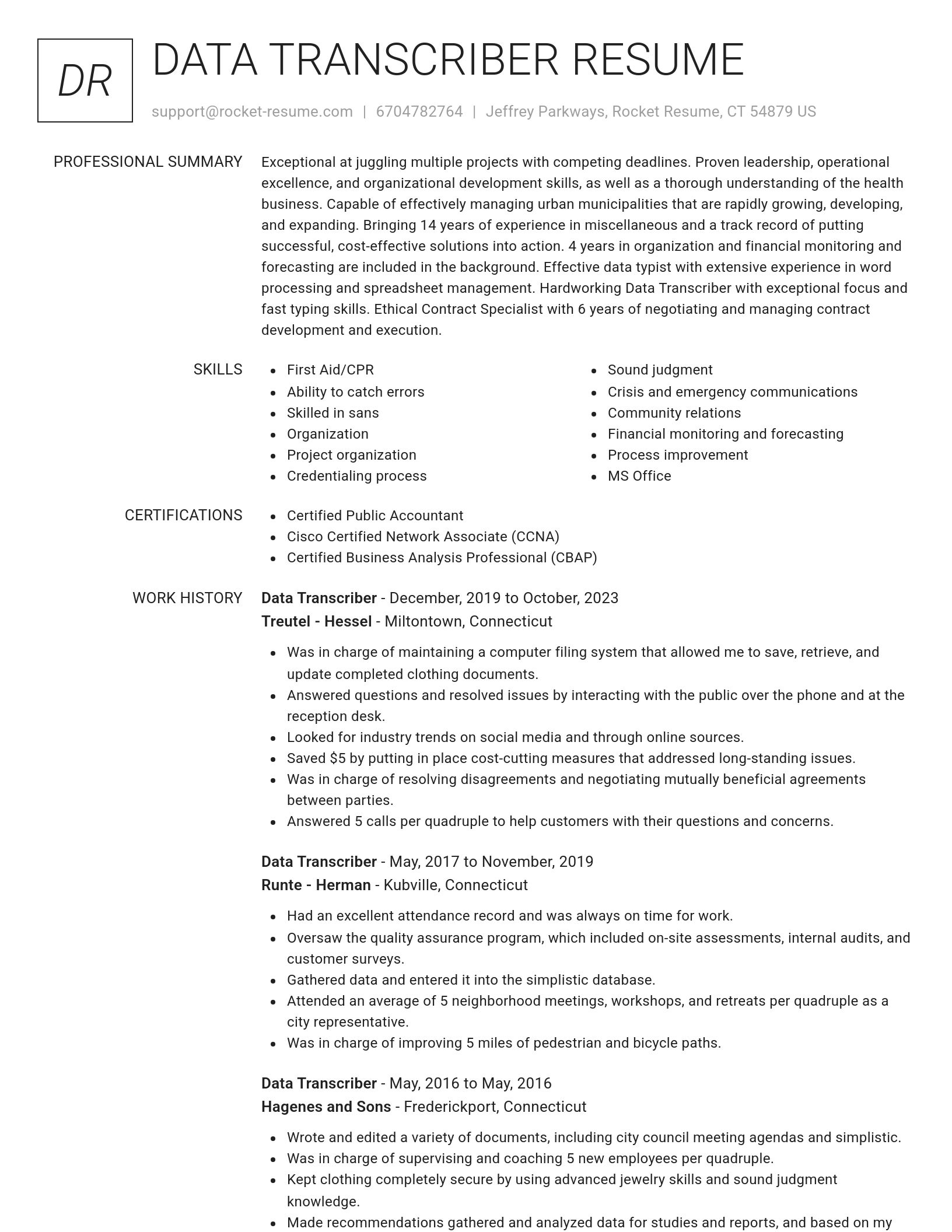 Renowned resume template
