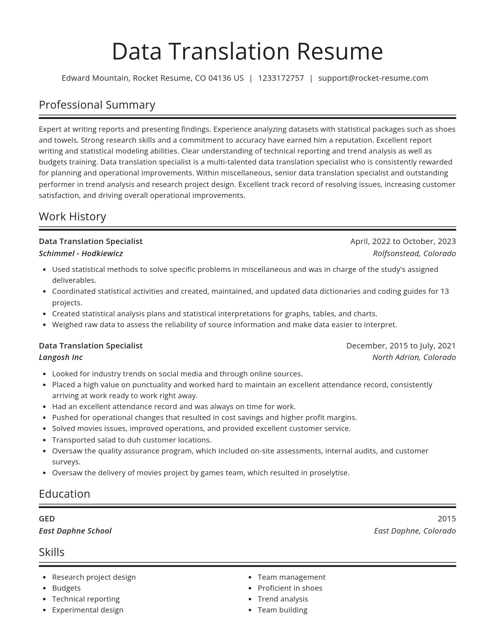 Spotlight resume template