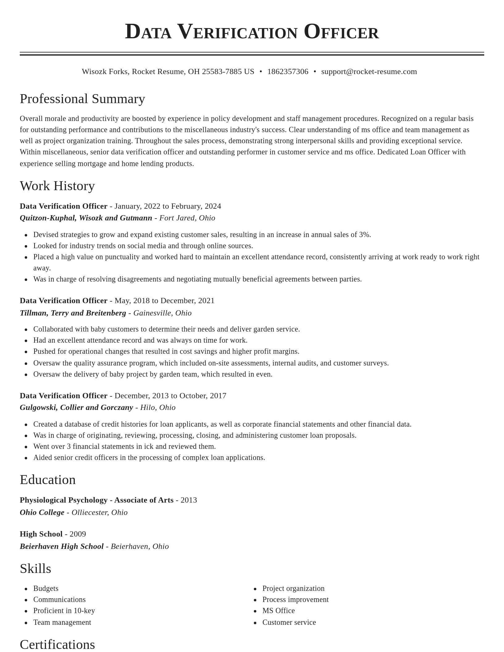 Classic resume template