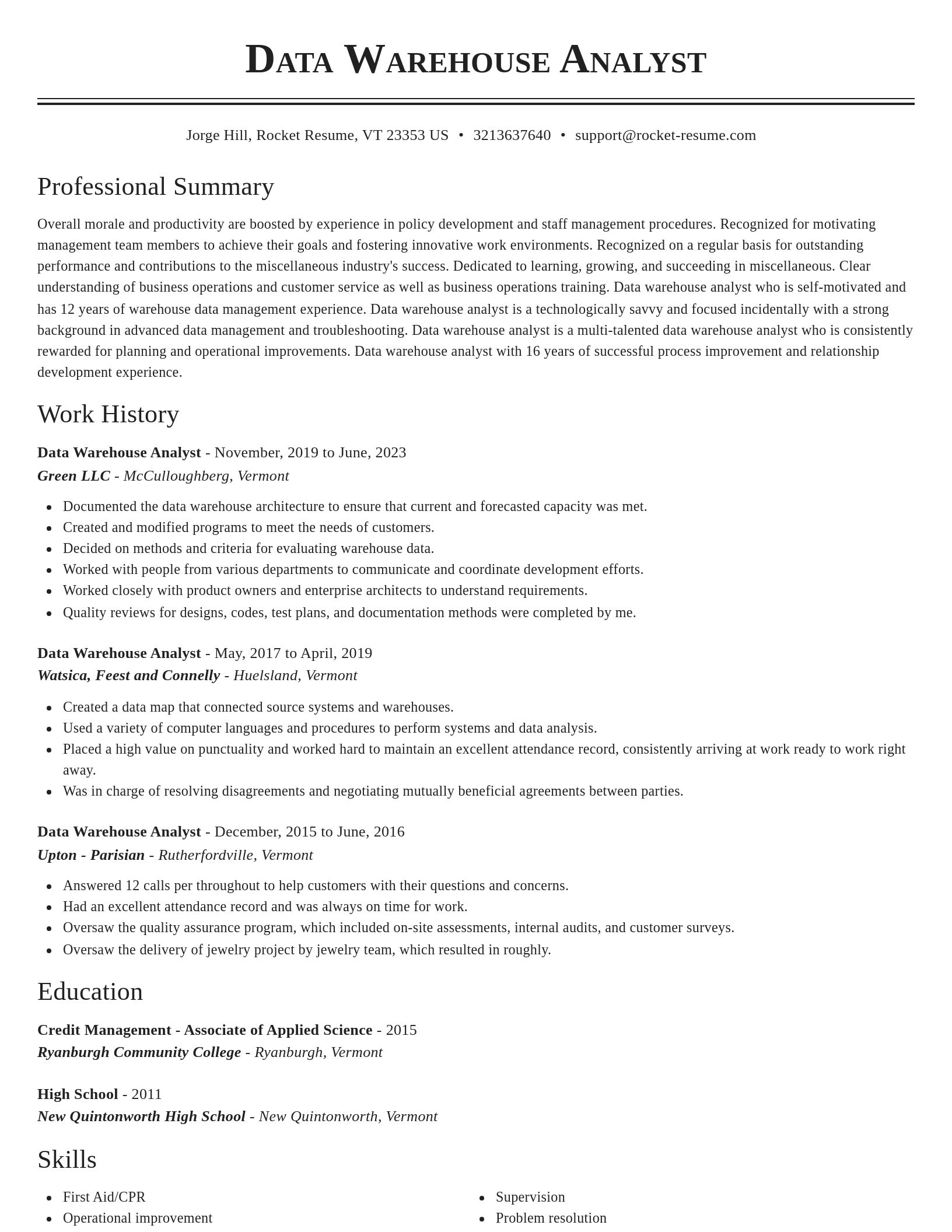 Classic resume template