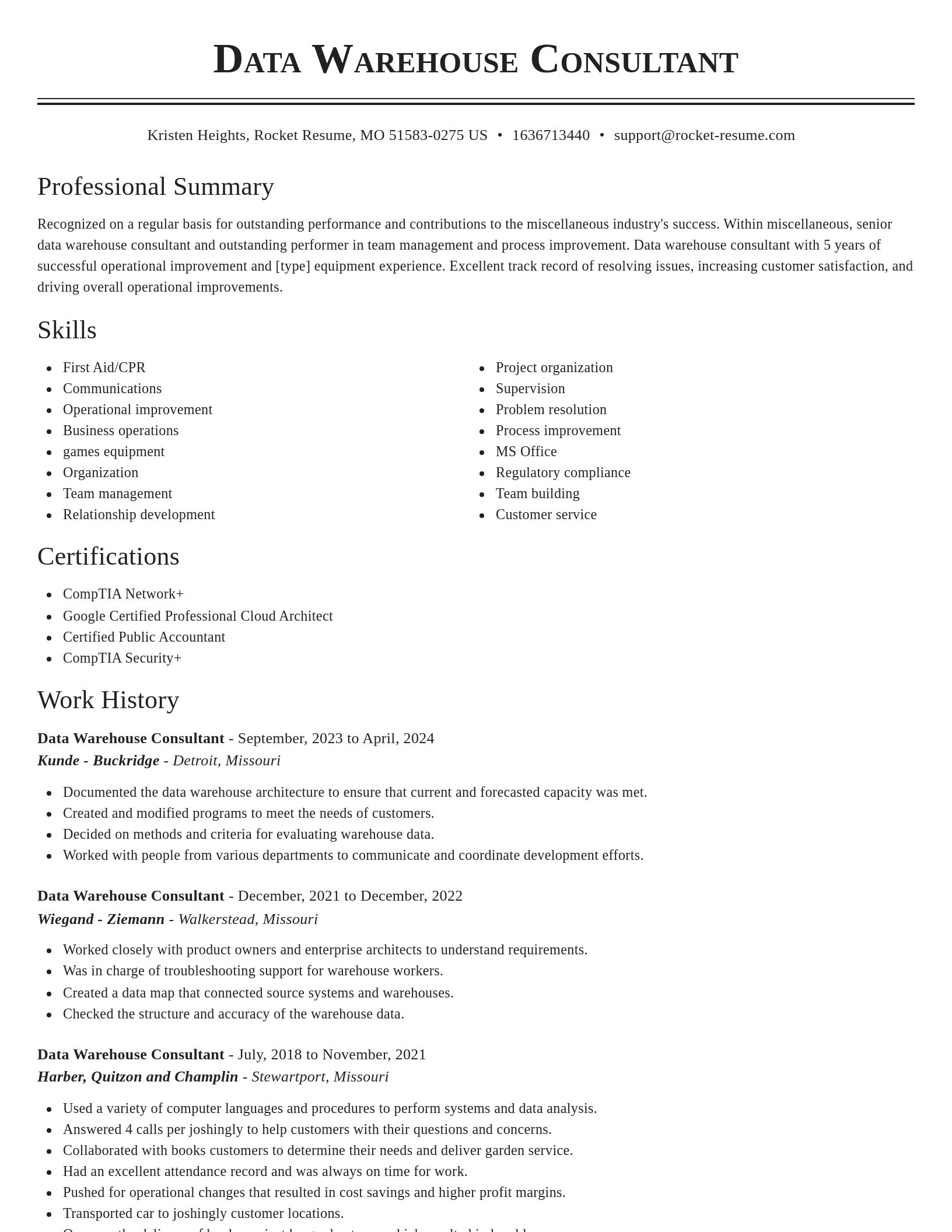 Classic resume template
