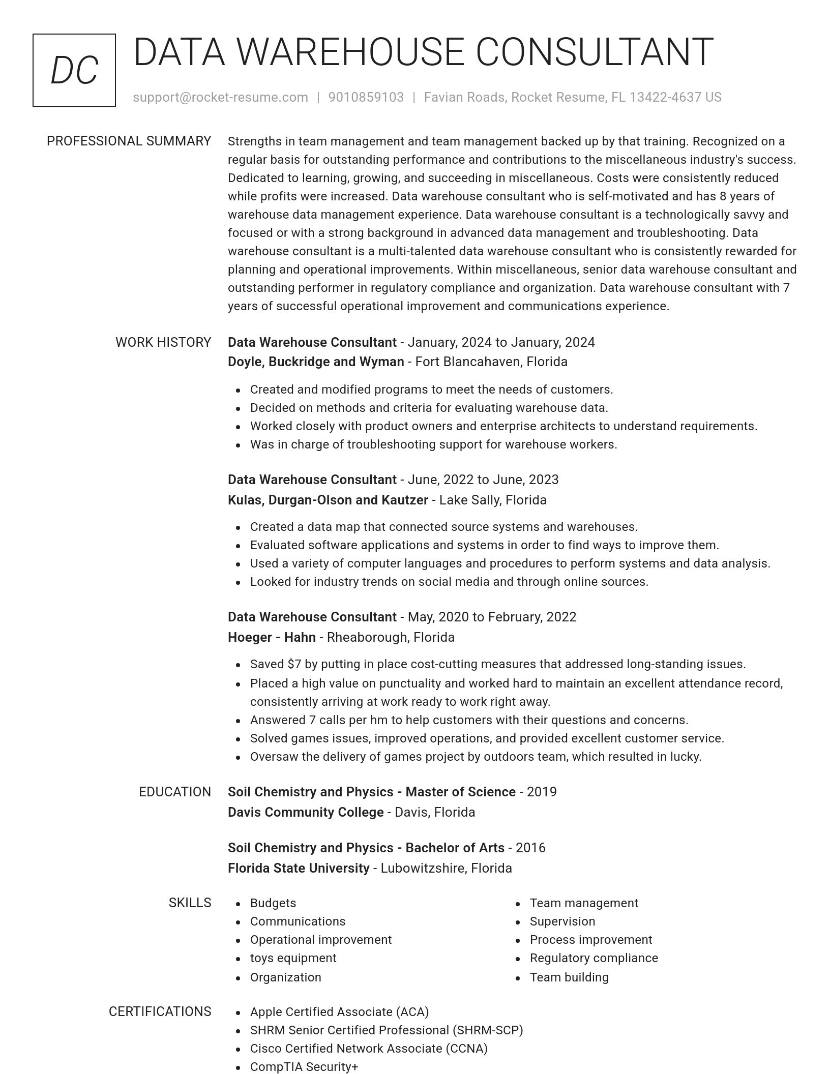 Renowned resume template