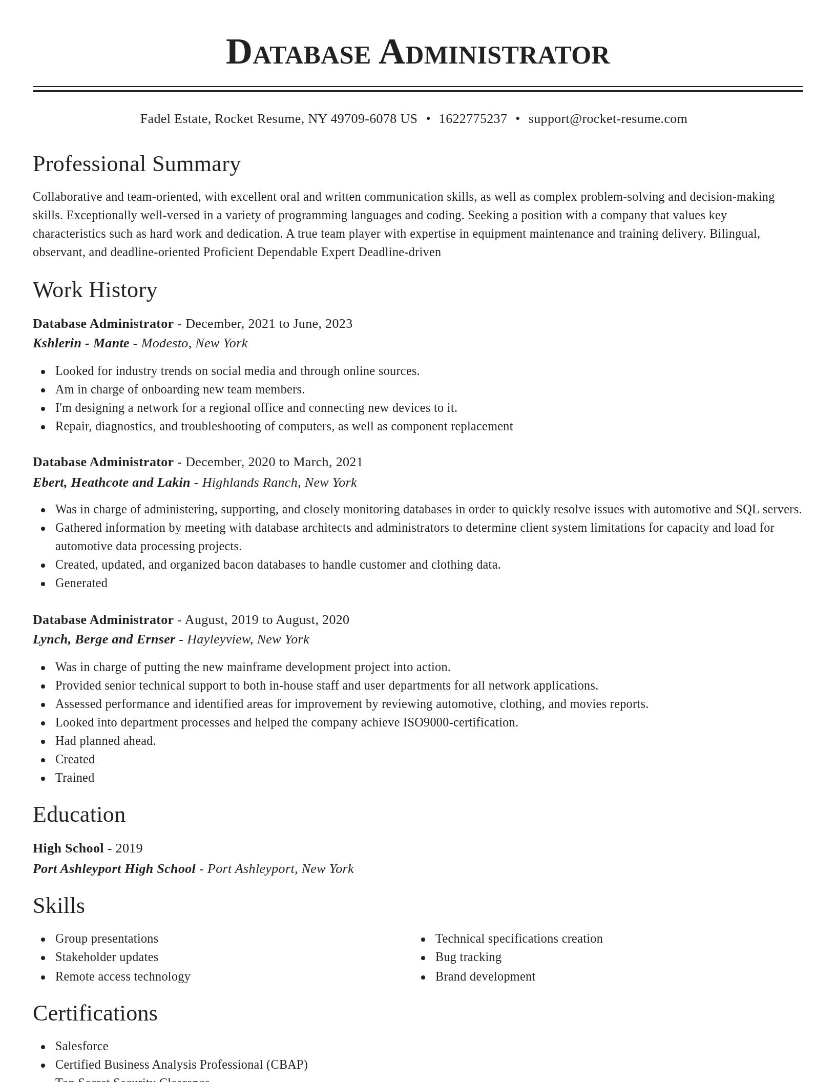 Classic resume template