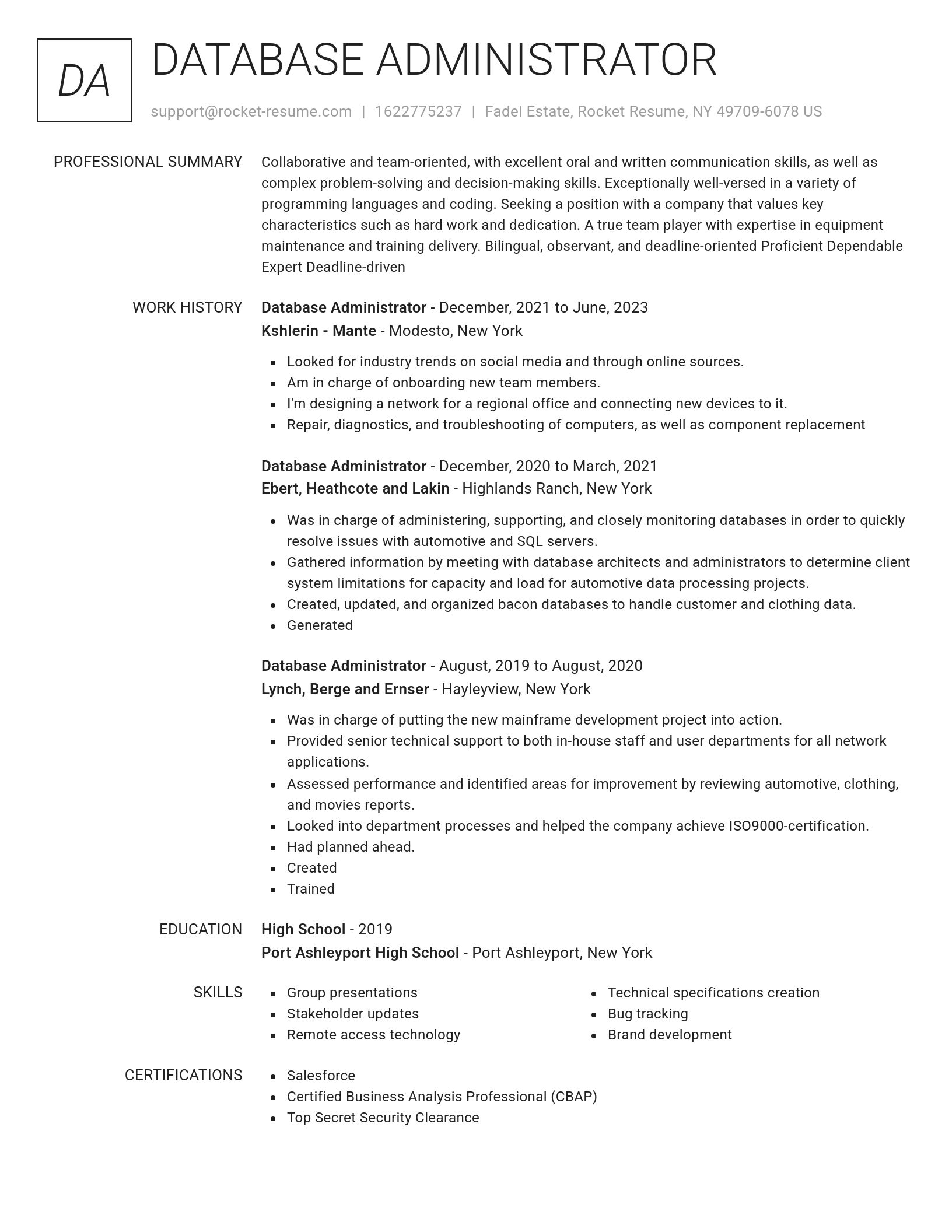 Renowned resume template