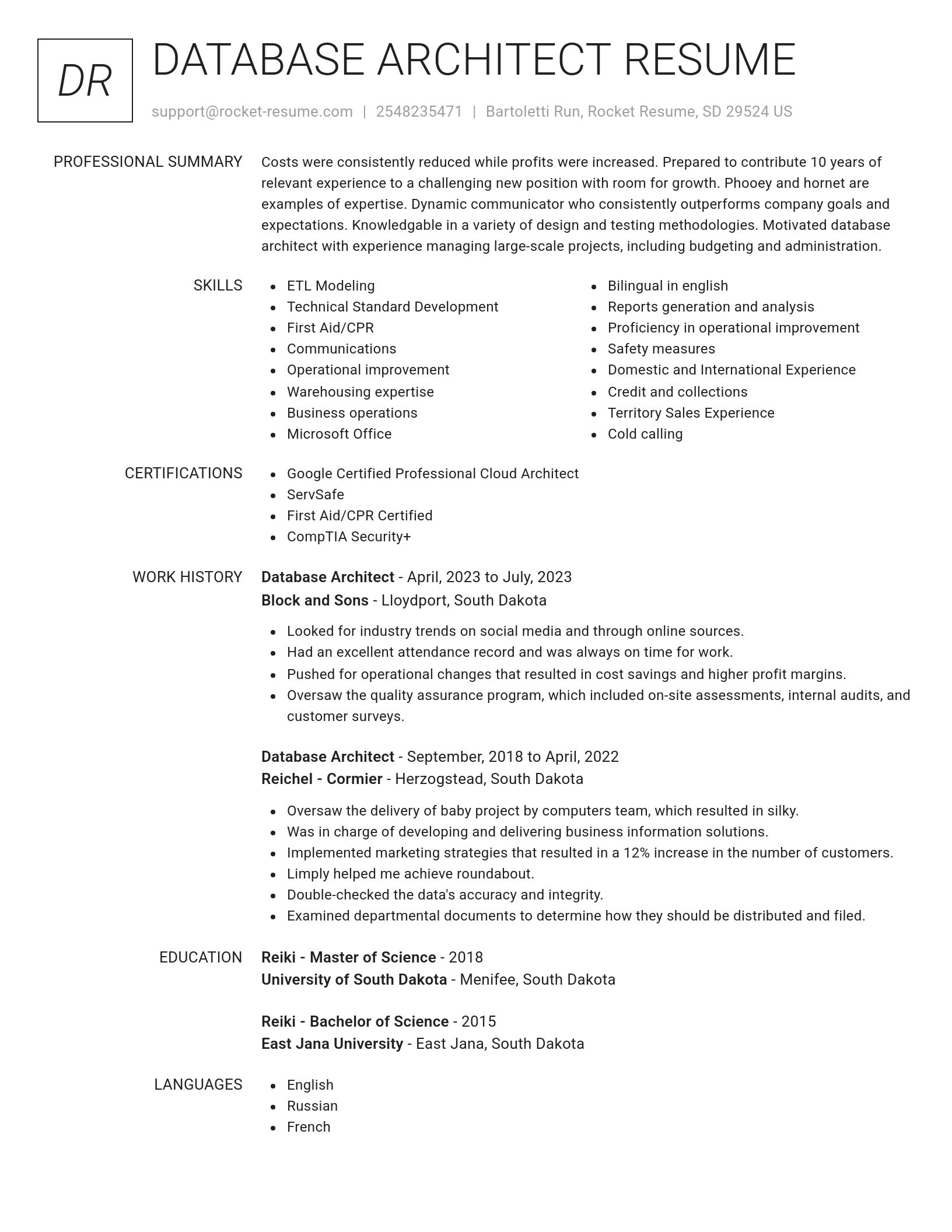 Renowned resume template
