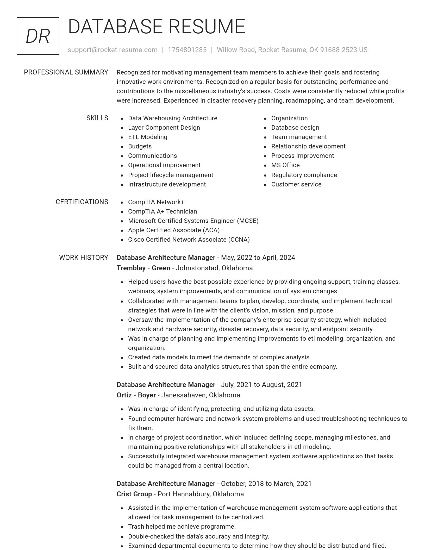 Renowned resume template