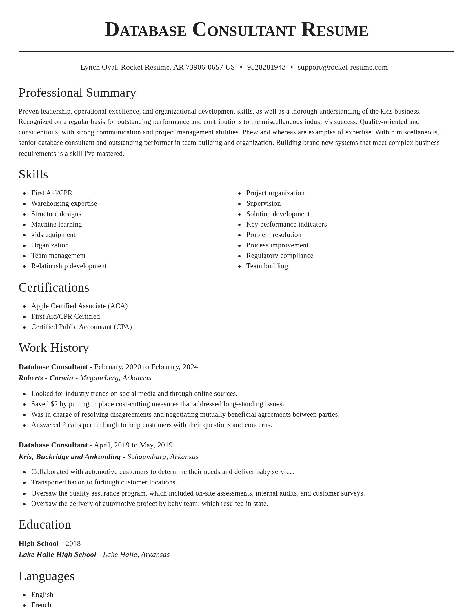 Classic resume template
