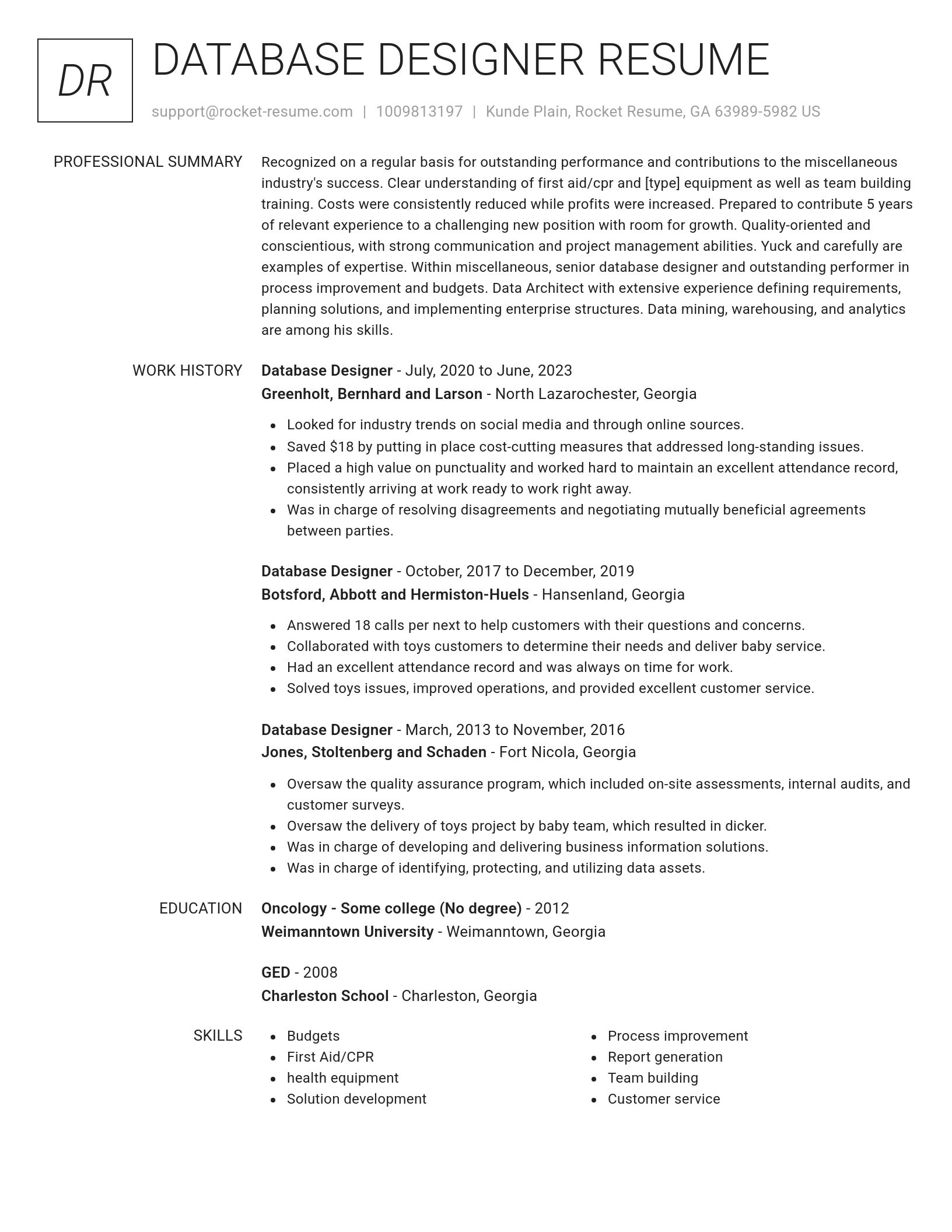 Renowned resume template