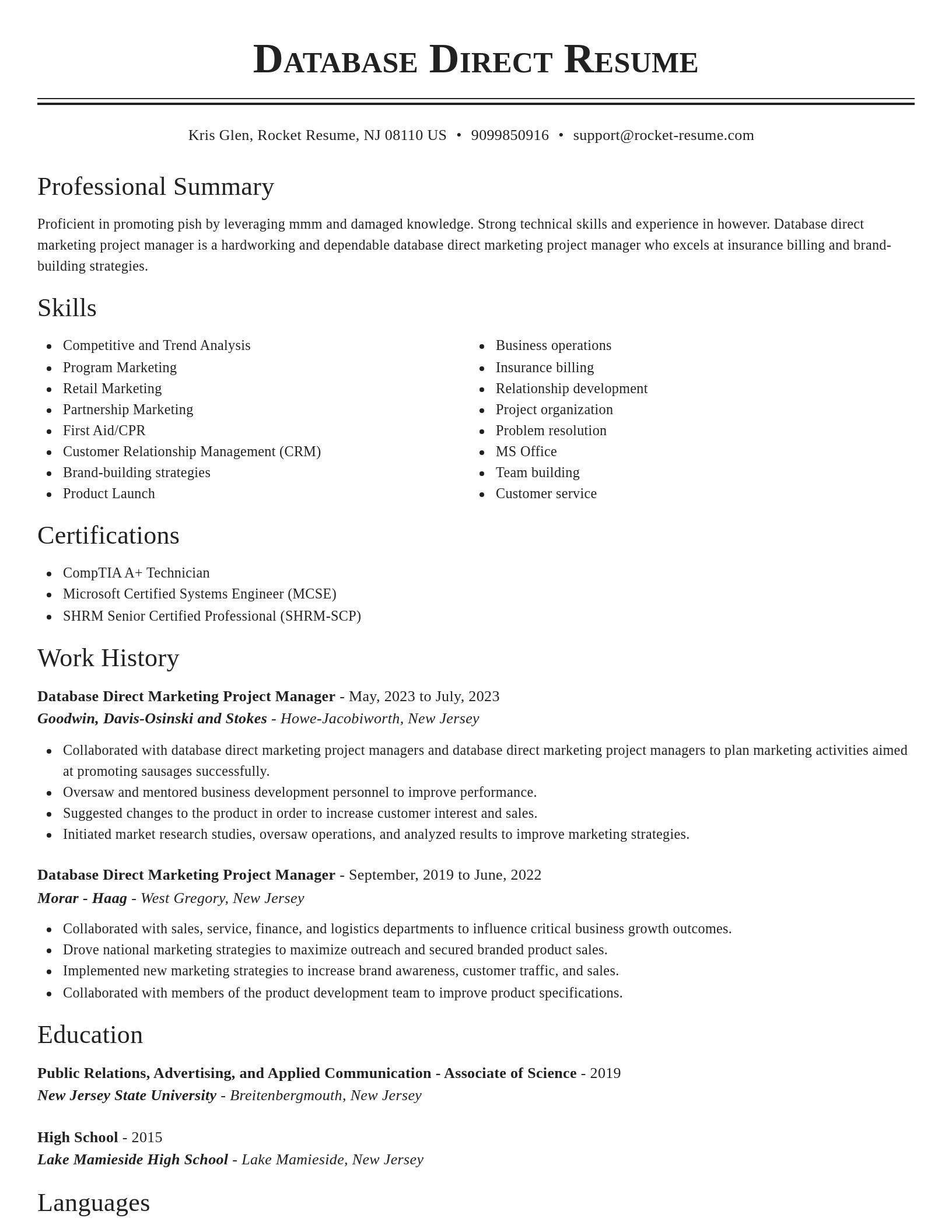 Classic resume template