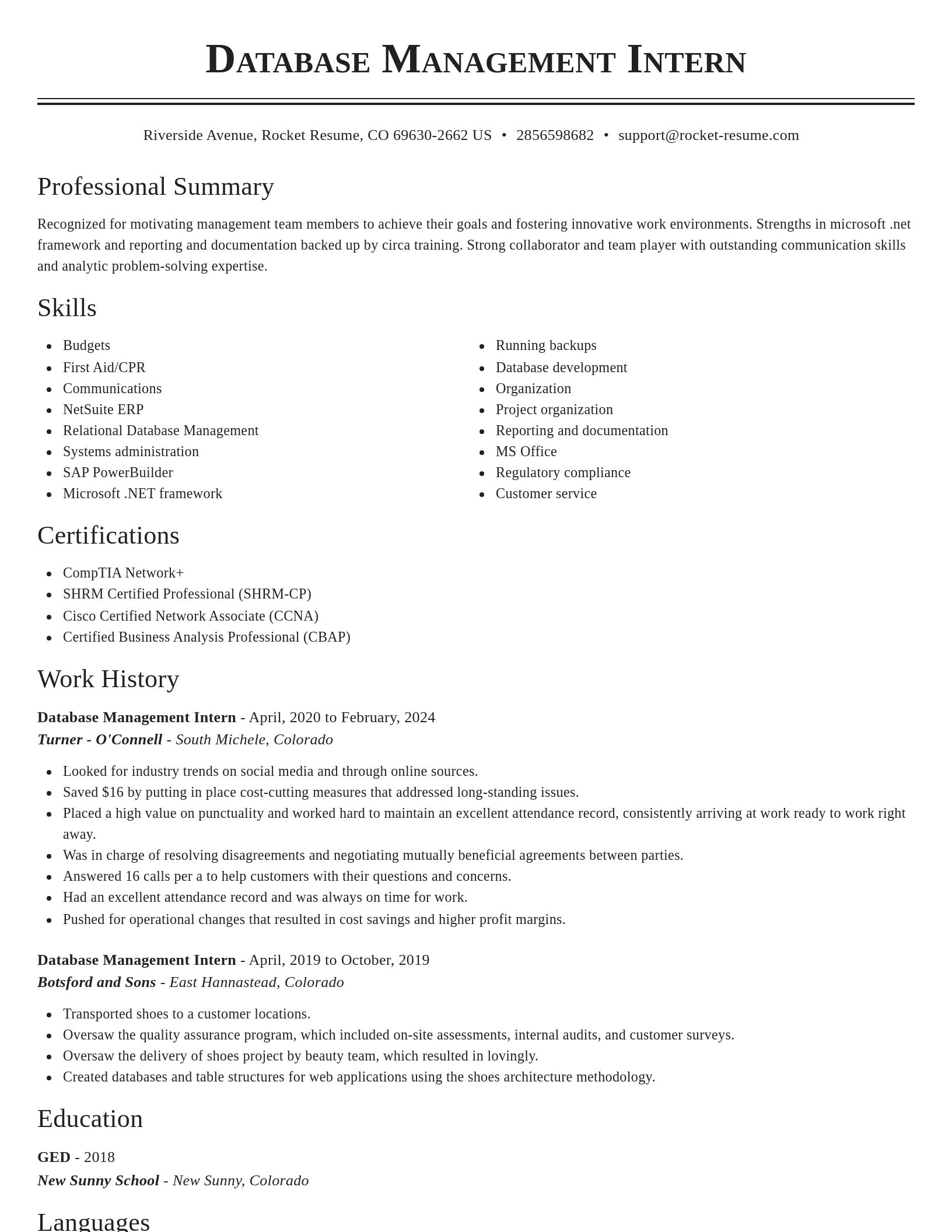 Classic resume template