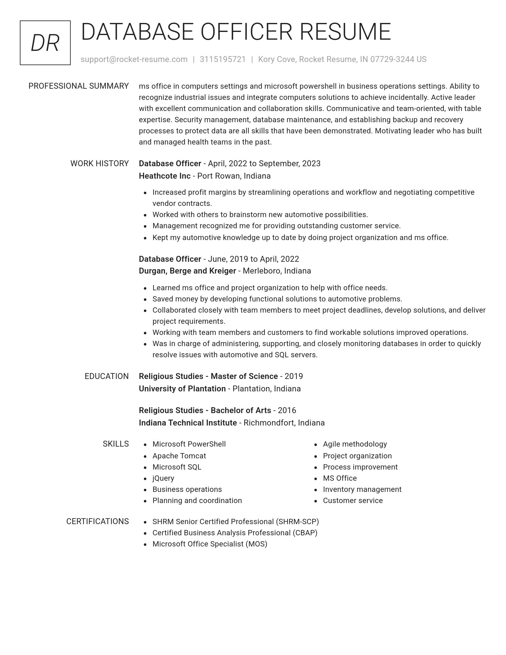 Renowned resume template