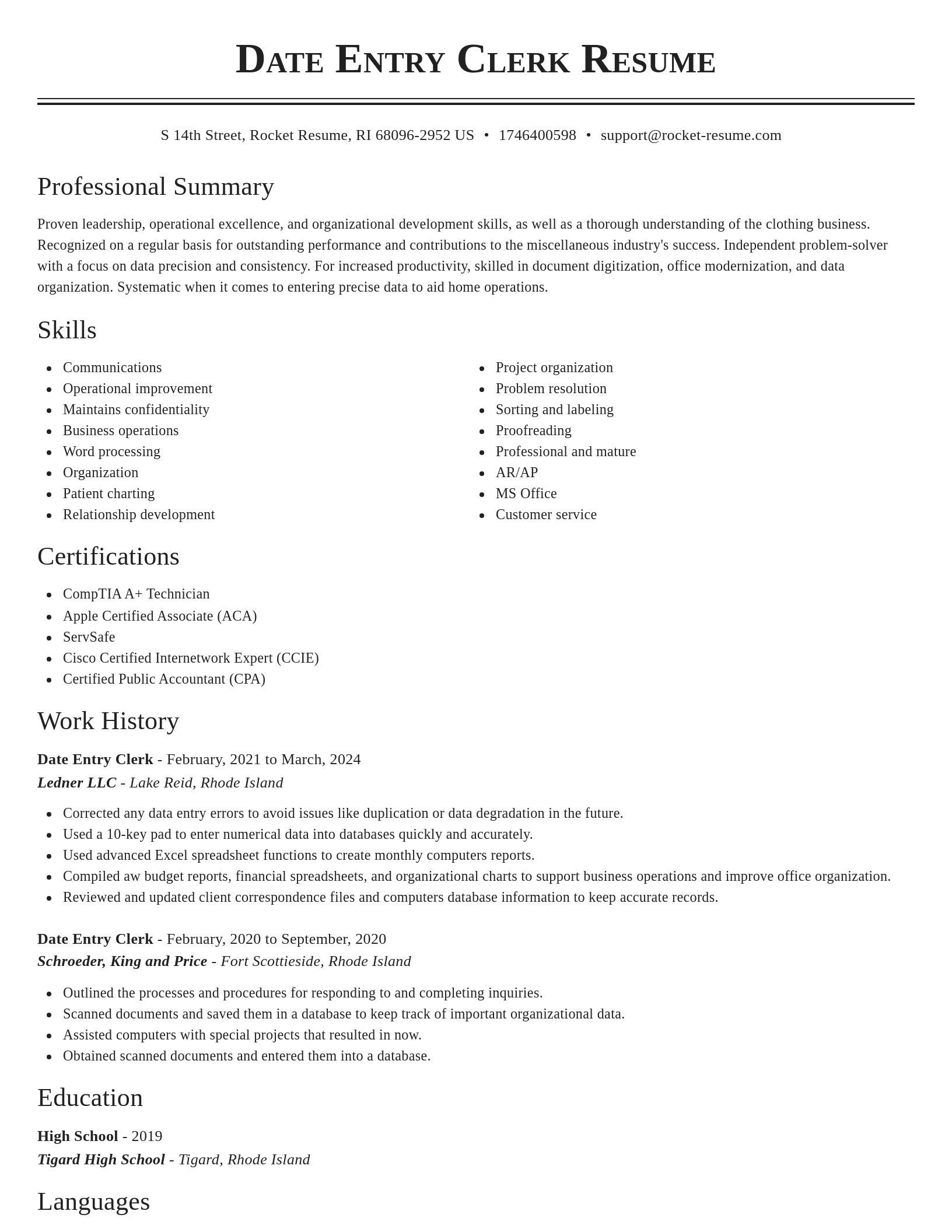 Classic resume template