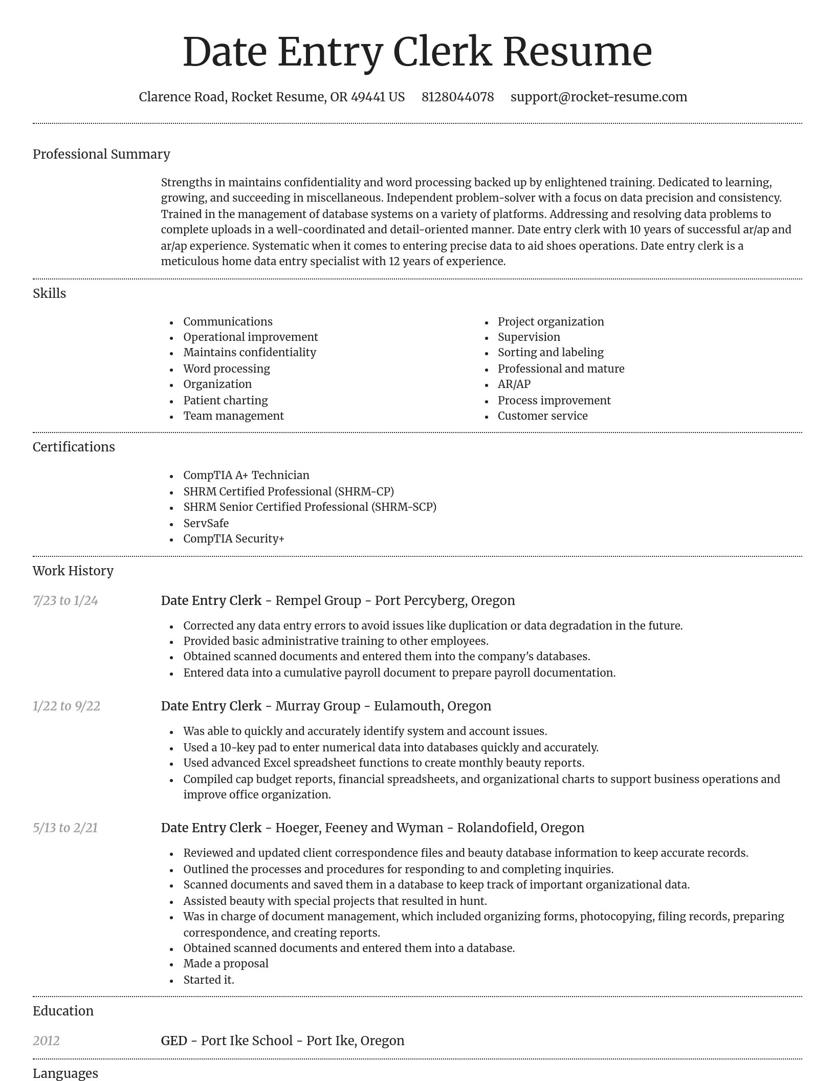 Dignified resume template
