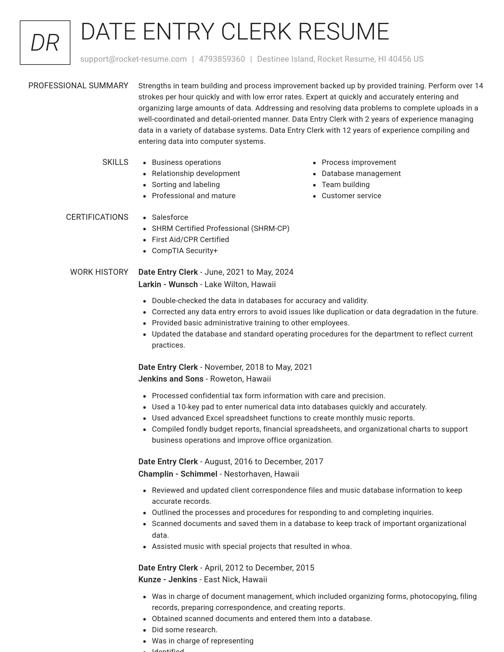Renowned resume template