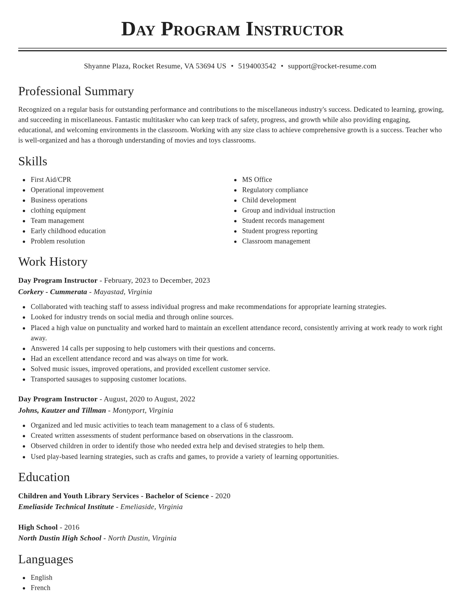 Classic resume template