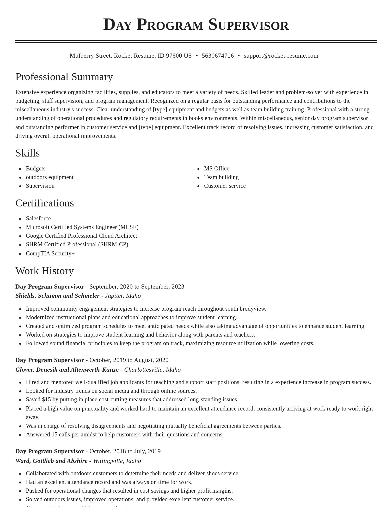 Classic resume template