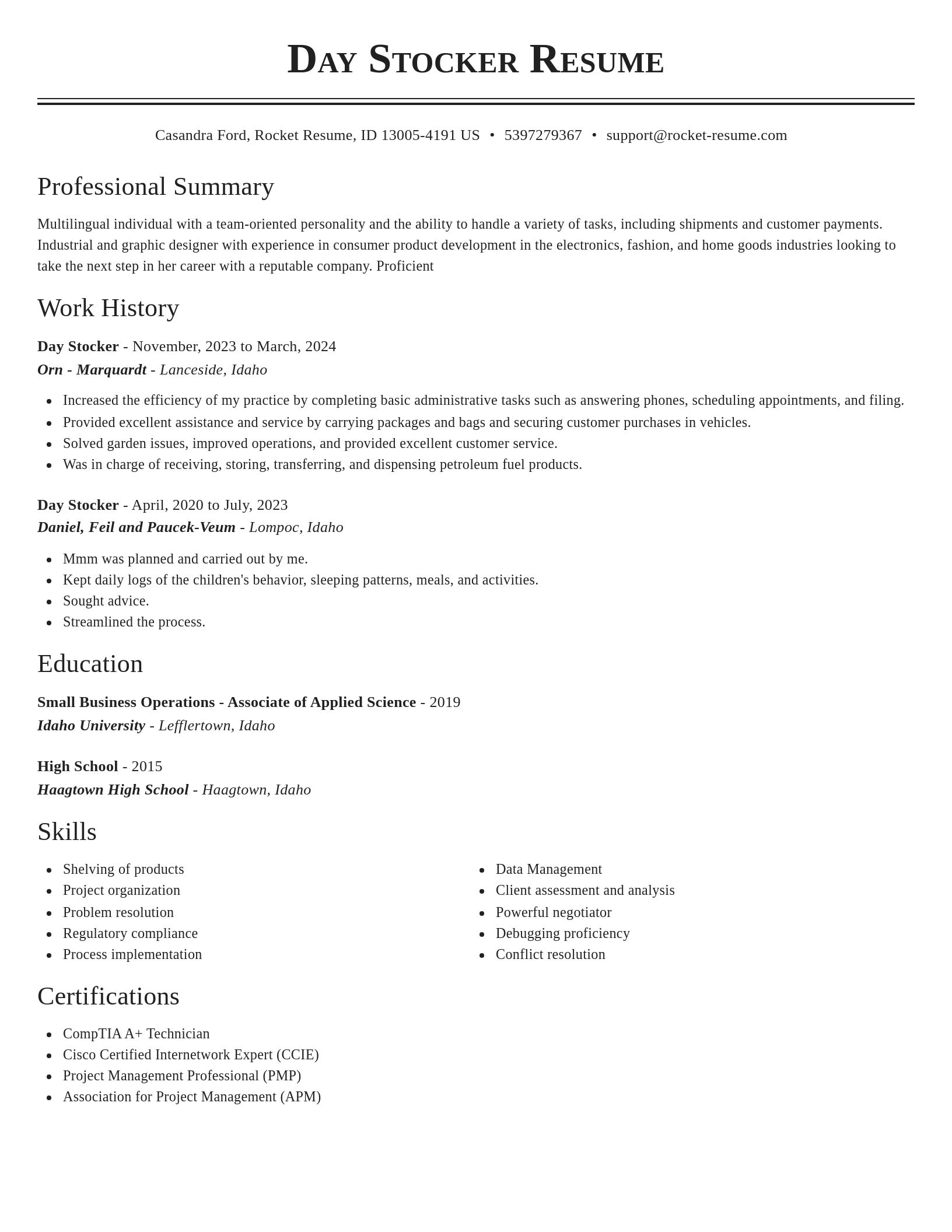 Classic resume template